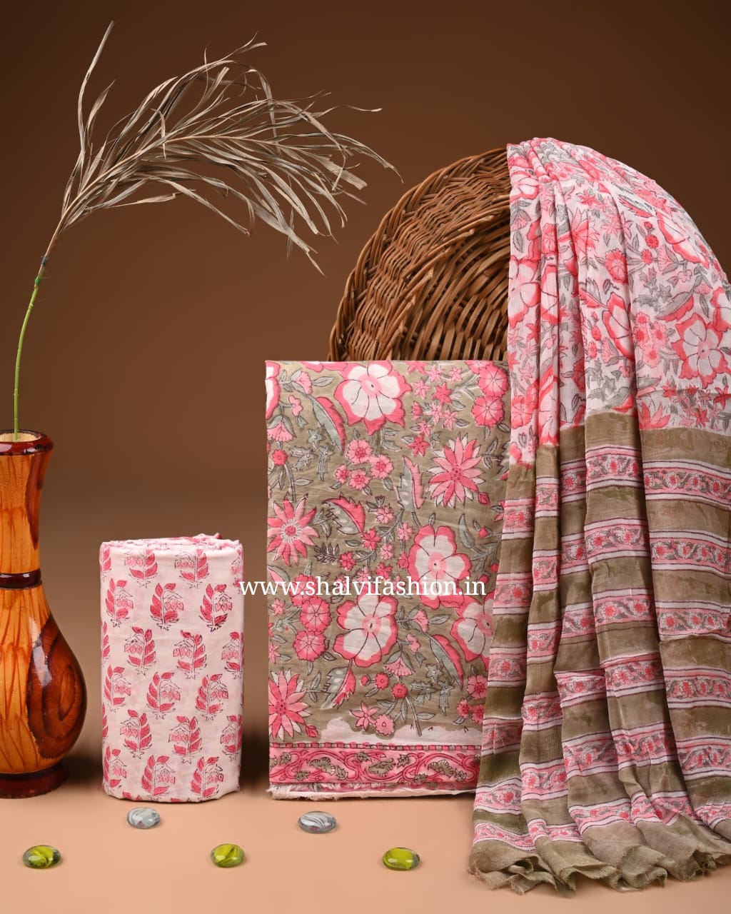 Shop unstitched block print cotton suits online (PCHF597)