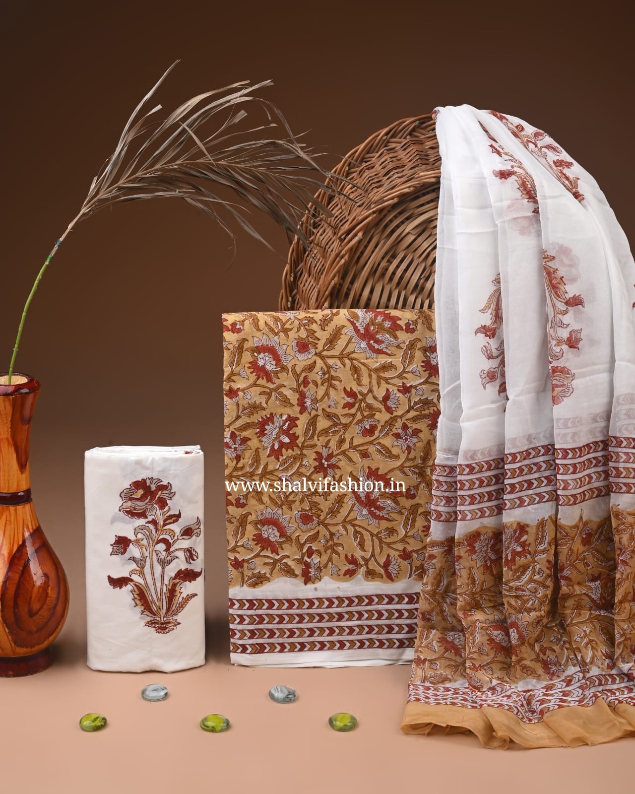 Shop unstitched block print cotton suits online (PCHF612)