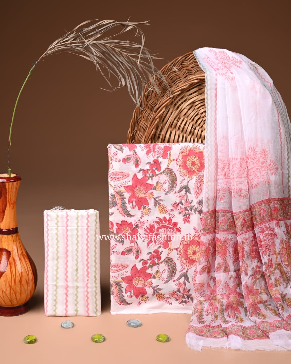 Shop unstitched block printed cotton suits online (PCHF657)