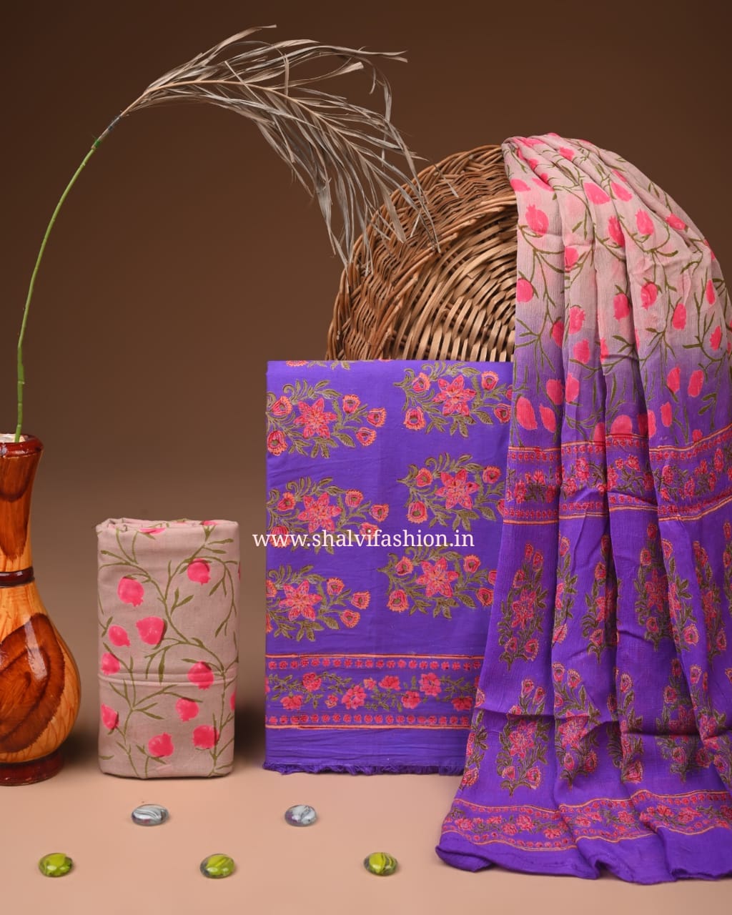 Shop unstitched block print cotton suits online (PCHF667)