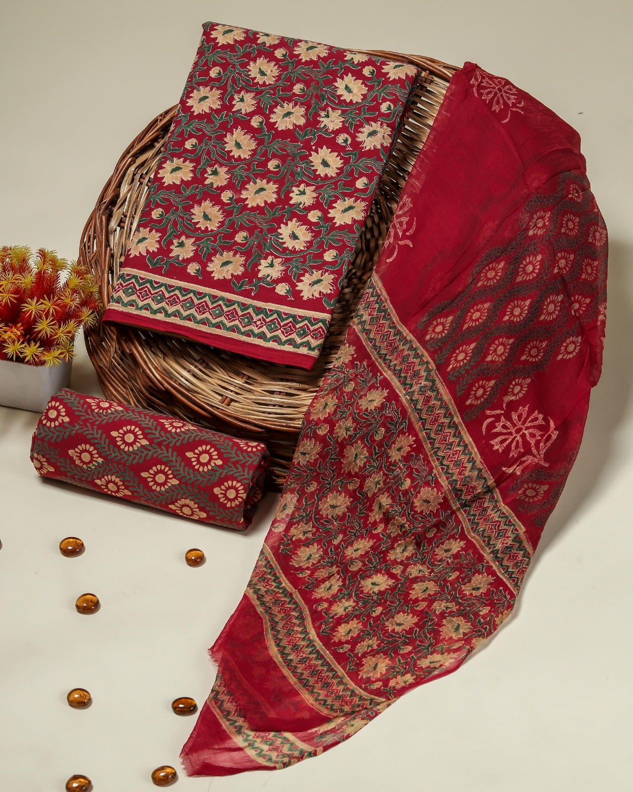 Shop chiffon dupatta cotton suit sets online (PCHF69)