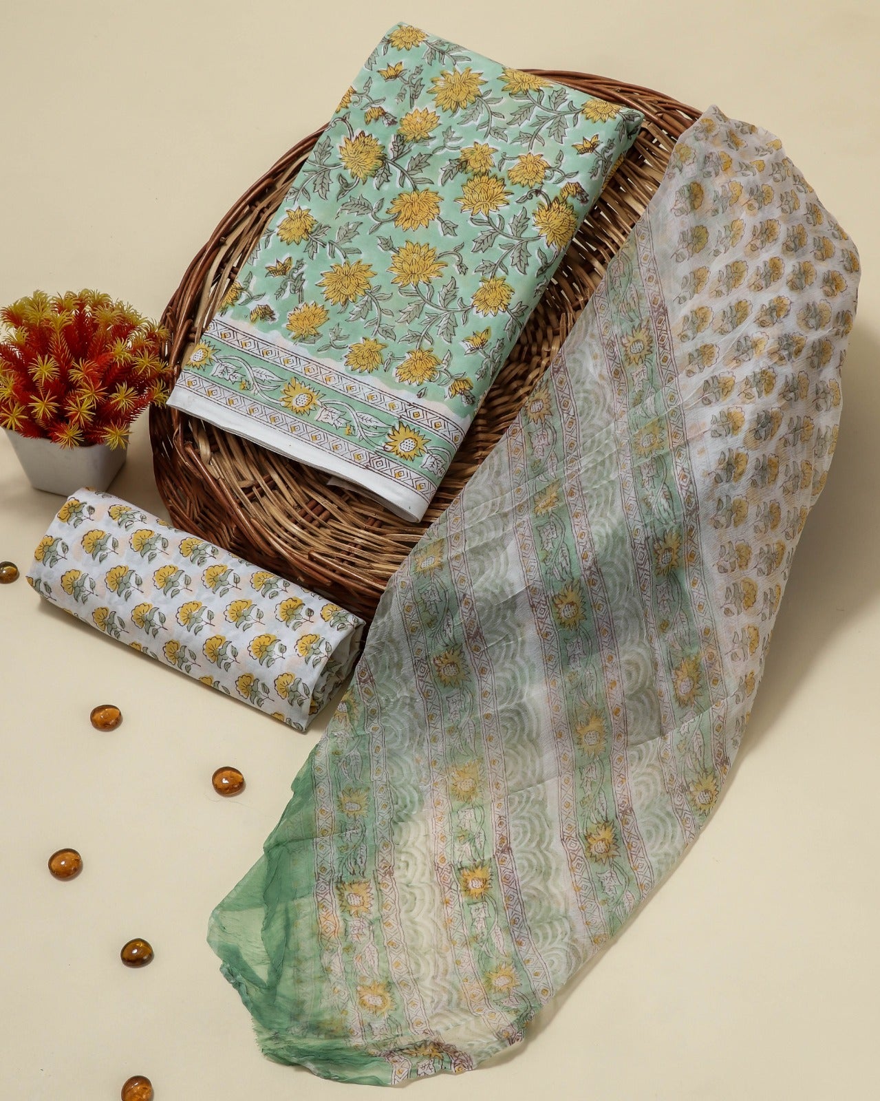 Shop chiffon dupatta cotton suits online shopping (PCHF77)