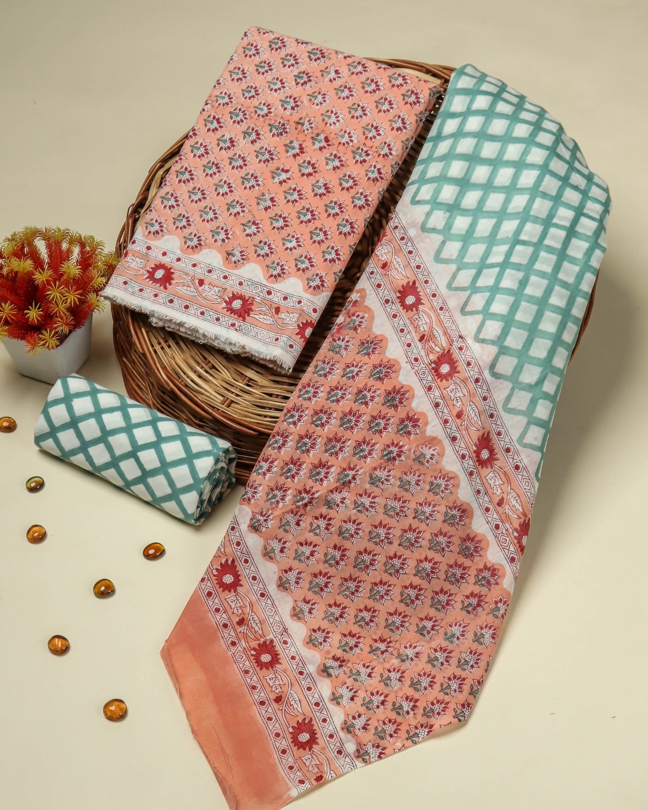 Shop hand block print cotton suits with kota dupatta in jaipur (PRMUL166)