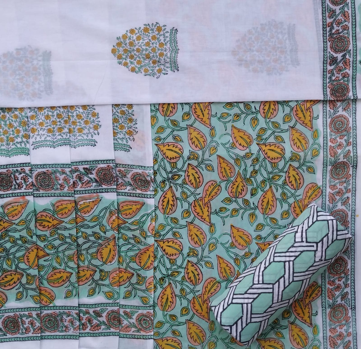 Shop hand block print cotton suit sets with kota dupatta (PRMUL392)