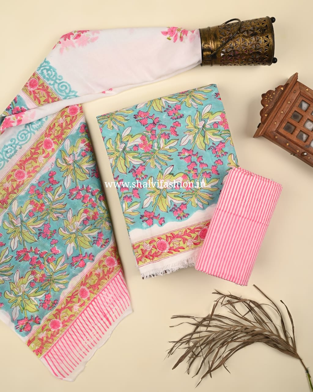 Shop unstitched hand block print cotton suits (PRMUL463)