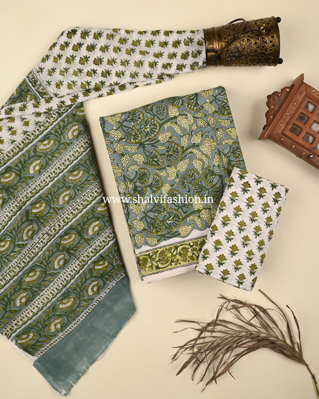 Shop sanganeri print cotton suits with mulmul dupatta (PRMUL464)