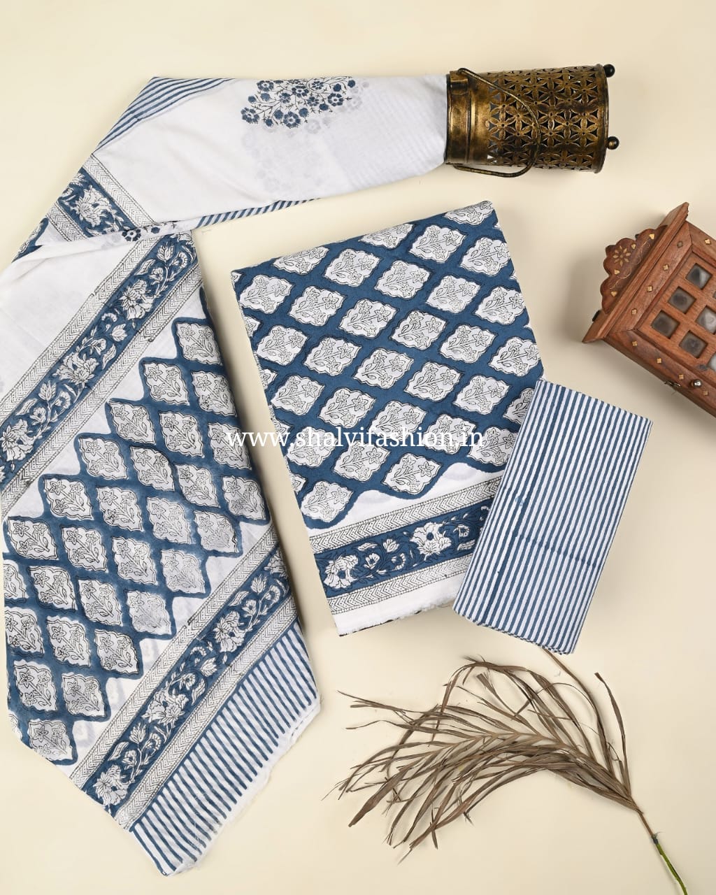 Shop jaipuri printed cotton suits with mulmul dupatta (PRMUL468)