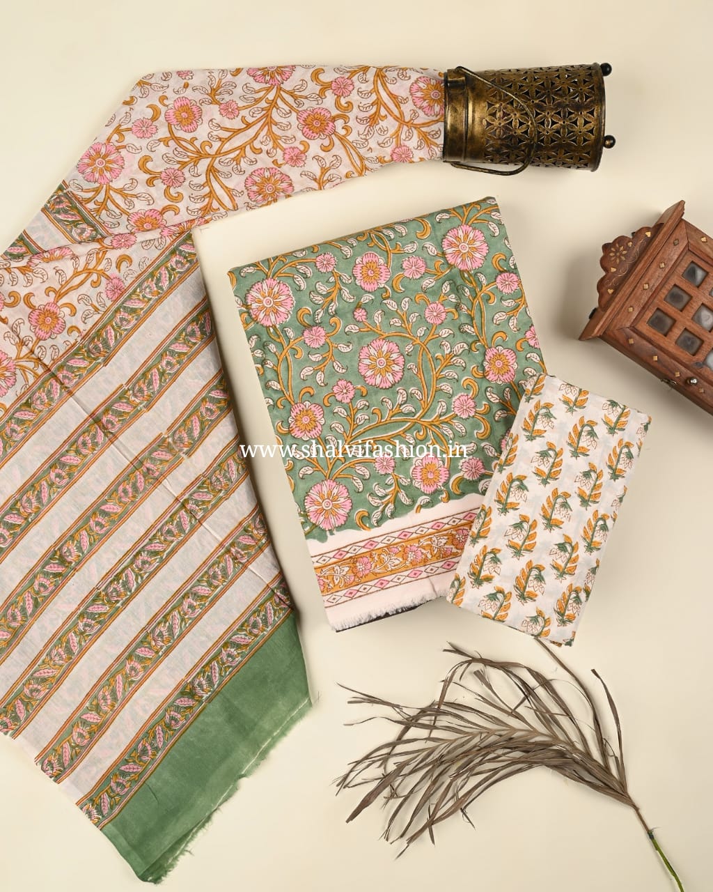 Shop hand block printed mulmul dupatta cotton suits in jaipur (PRMUL477)