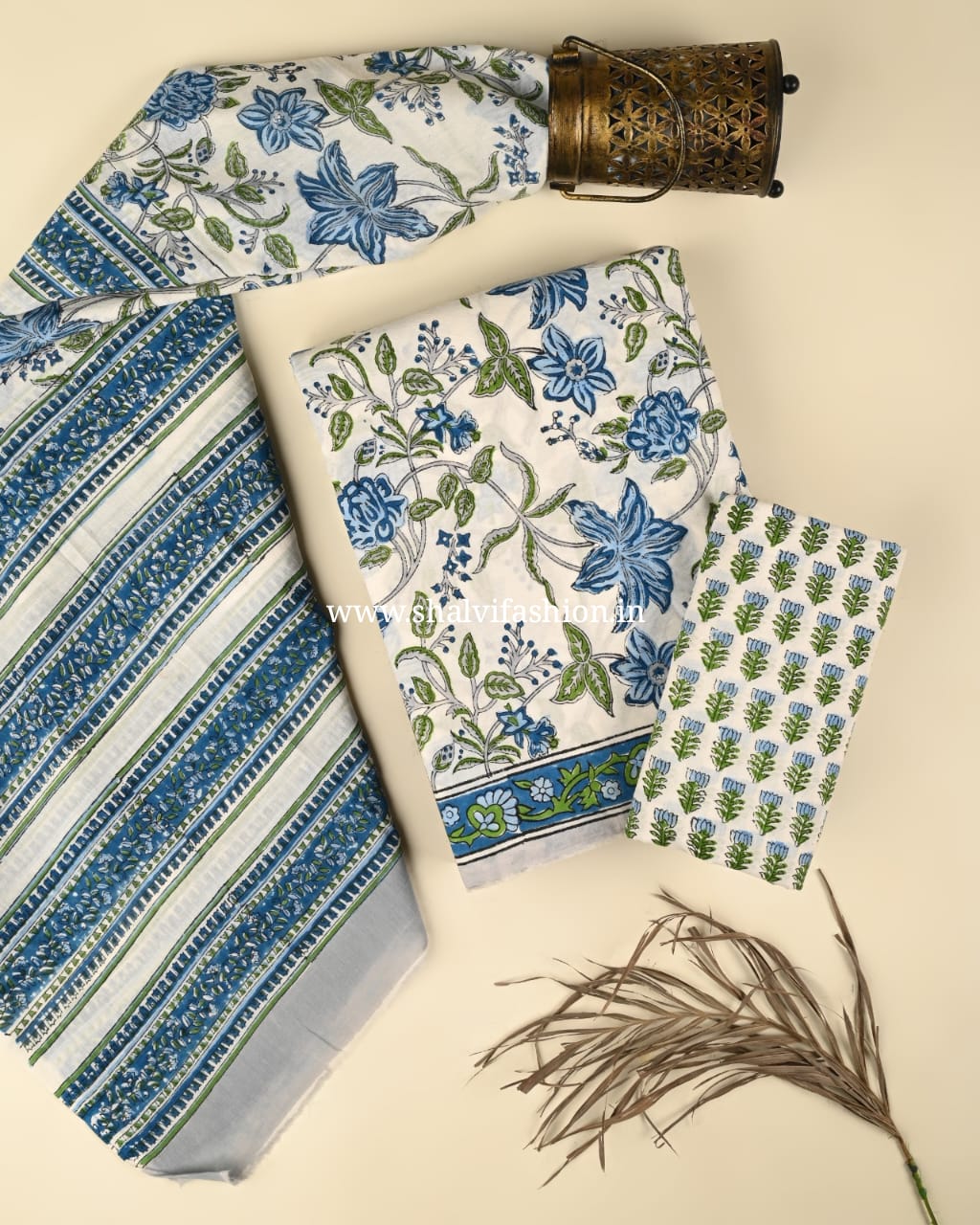 Shop block print mulmul dupatta cotton suits online (PRMUL510)