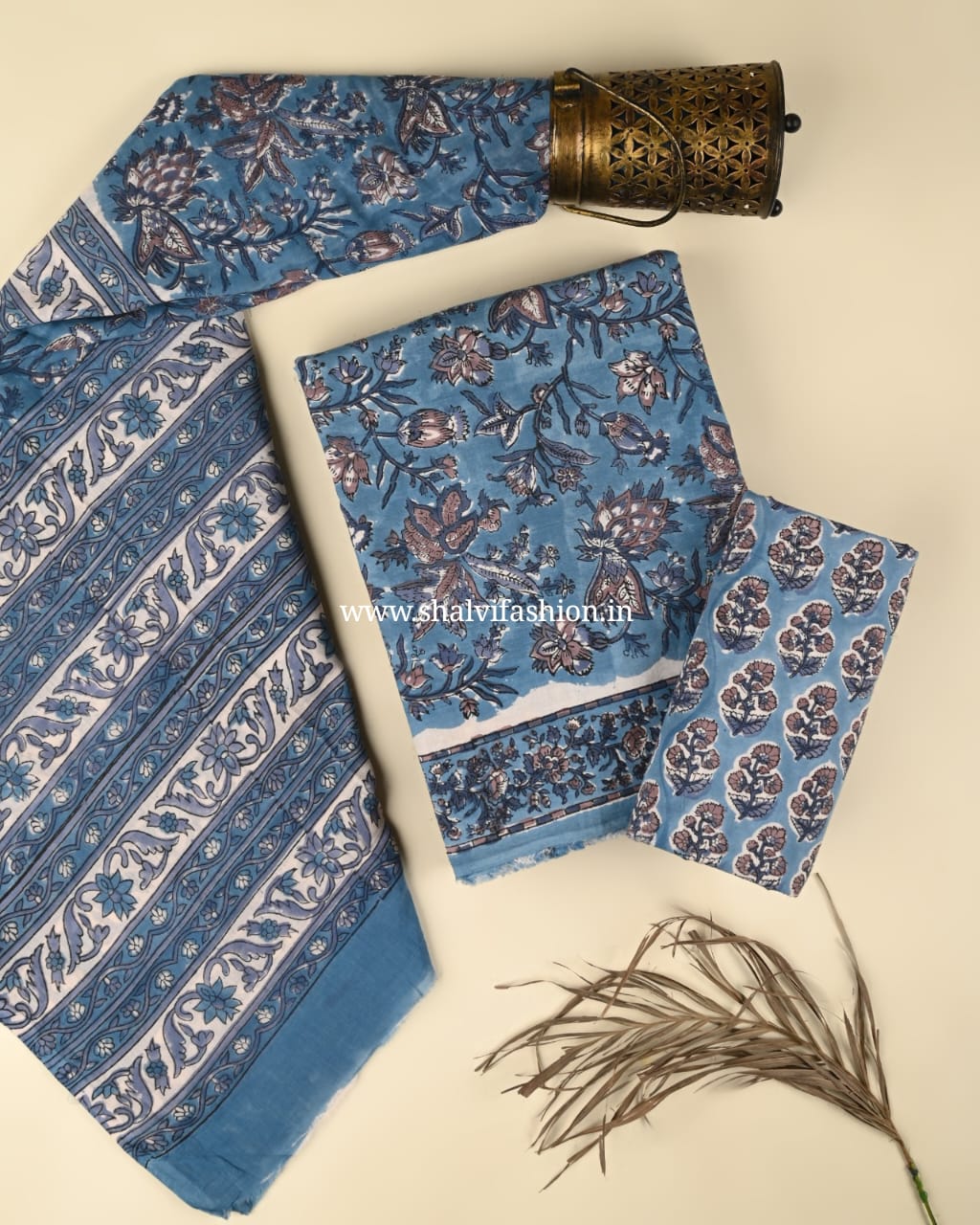 Shop sanganeri print cotton suits with mulmul dupatta (PRMUL513)