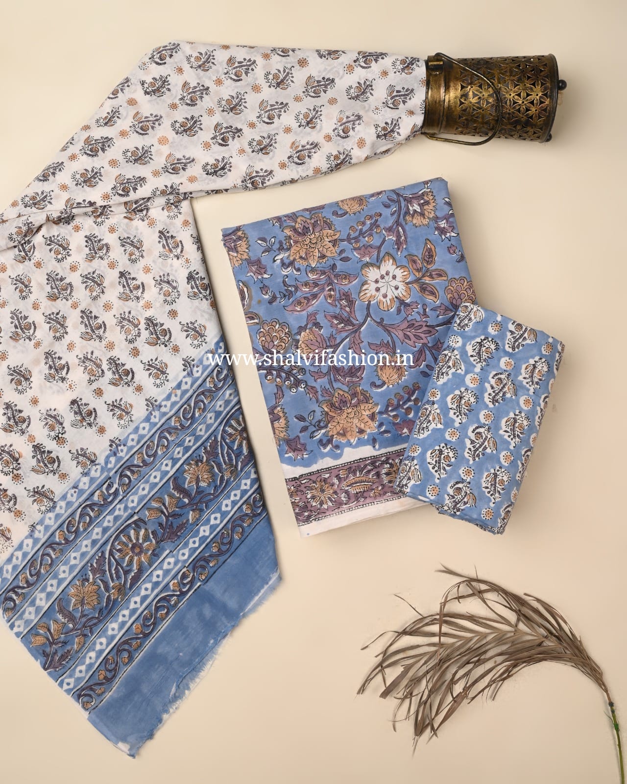Shop jaipuri block printed cotton suits with kota dupatta (PRMUL647)