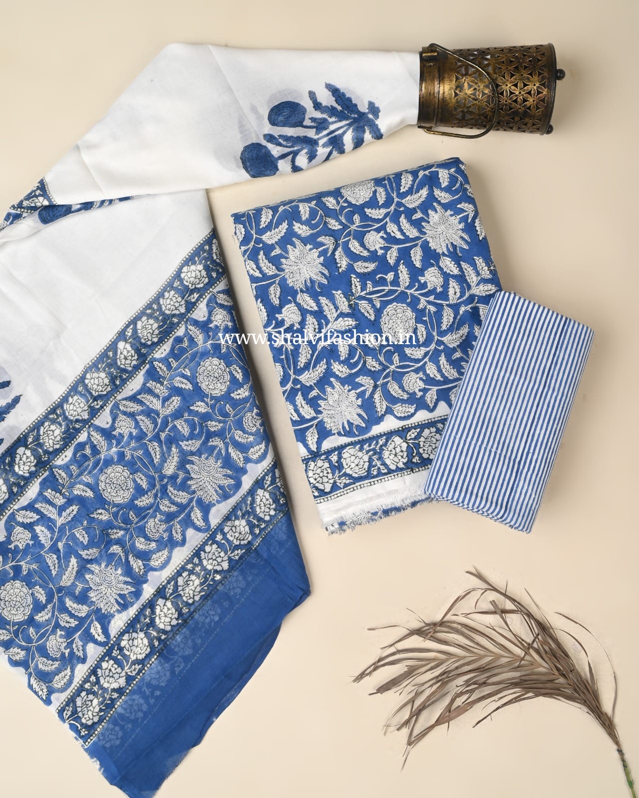 Shop unstitched pure cotton suits with mulmul dupatta (PRMUL677)