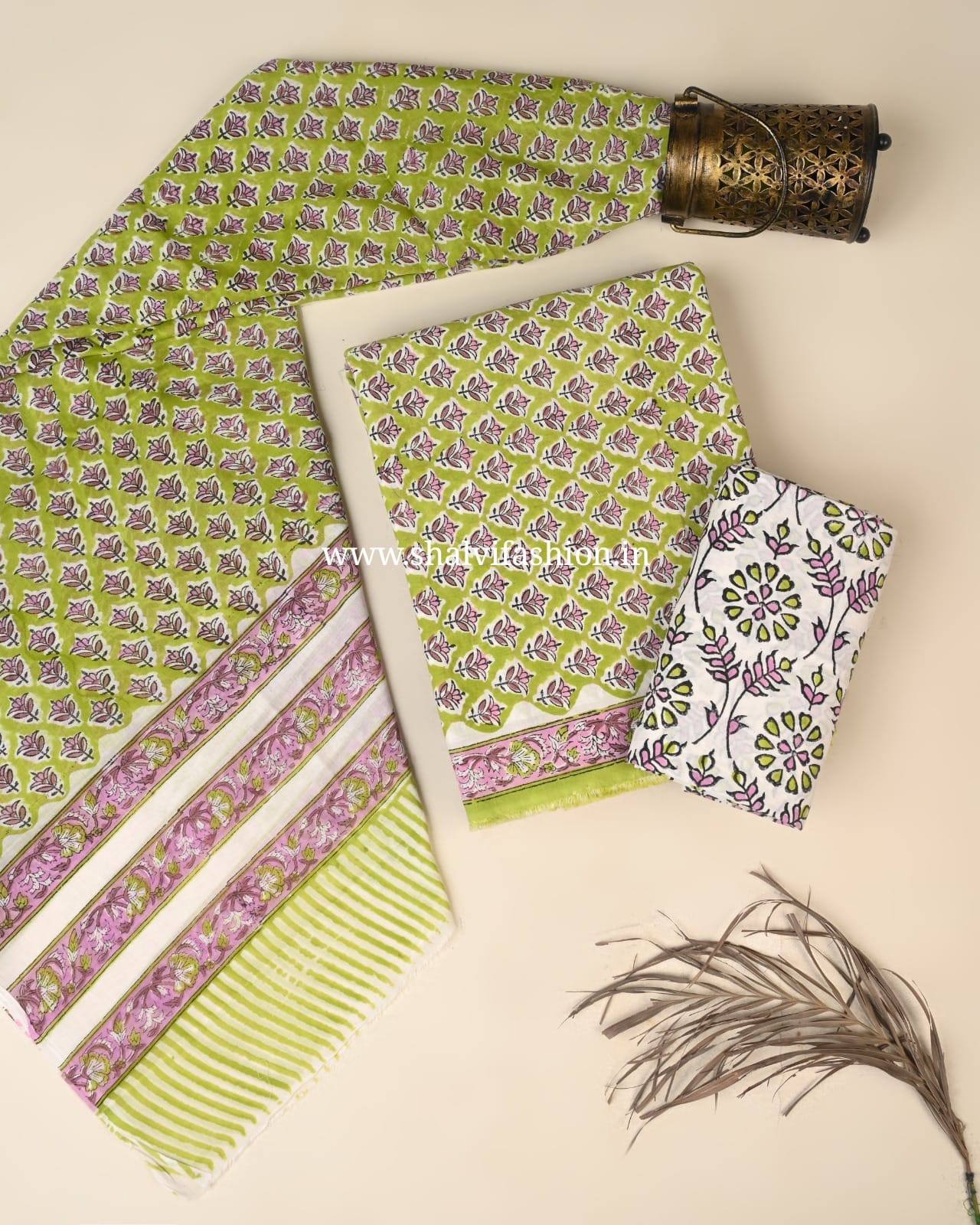 Shop block print cotton suits with mulmul dupatta in jaipur (PRMUL688)