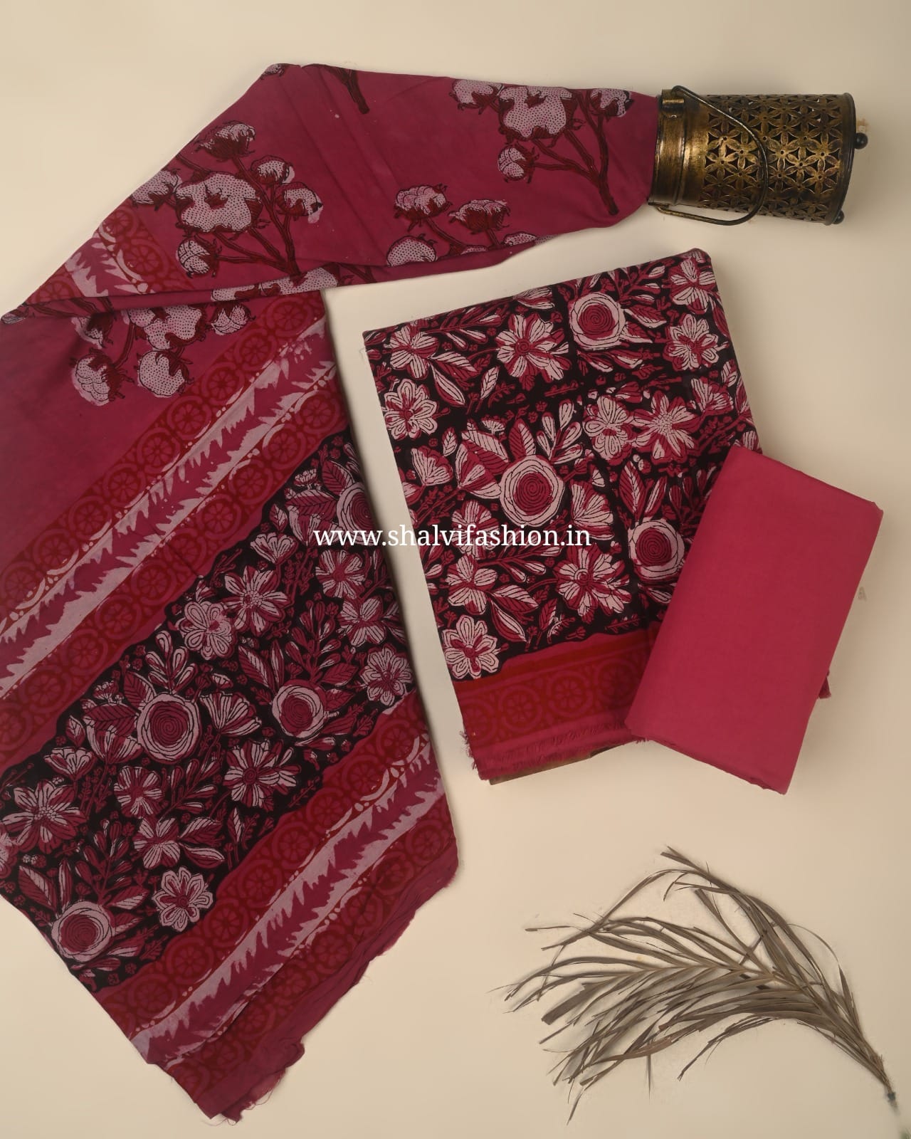 Shop jahota print cotton suits with mulul dupatta (PRMUL694)