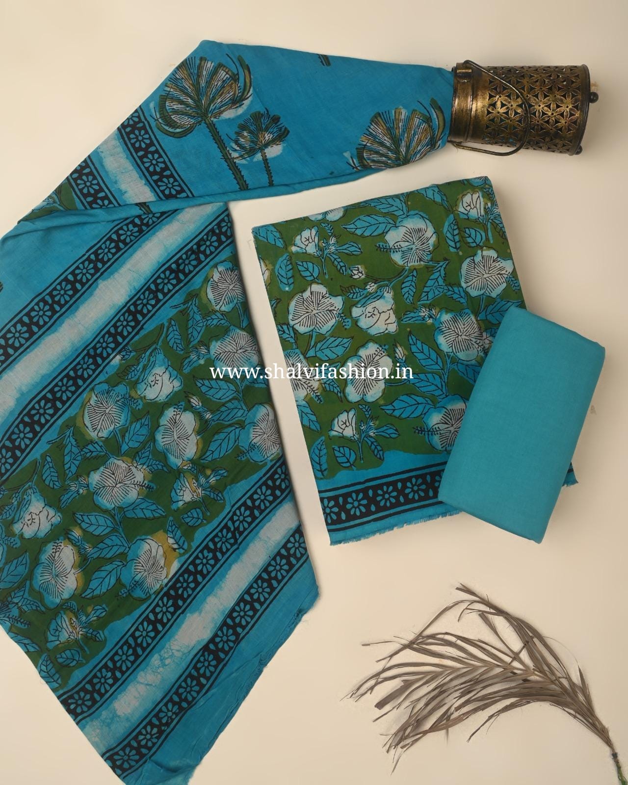 Shop jahota printed cotton suits with mulmul dupatta (PRMUL697)