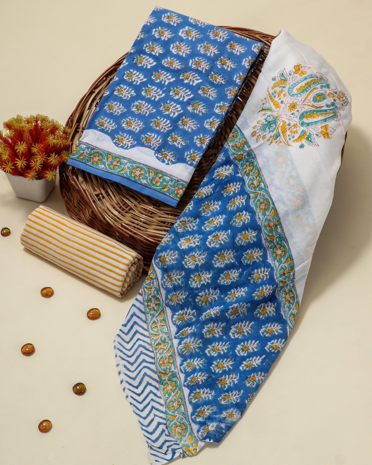 Shop mulmul dupatta cotton suit sets online (PRMUL96)