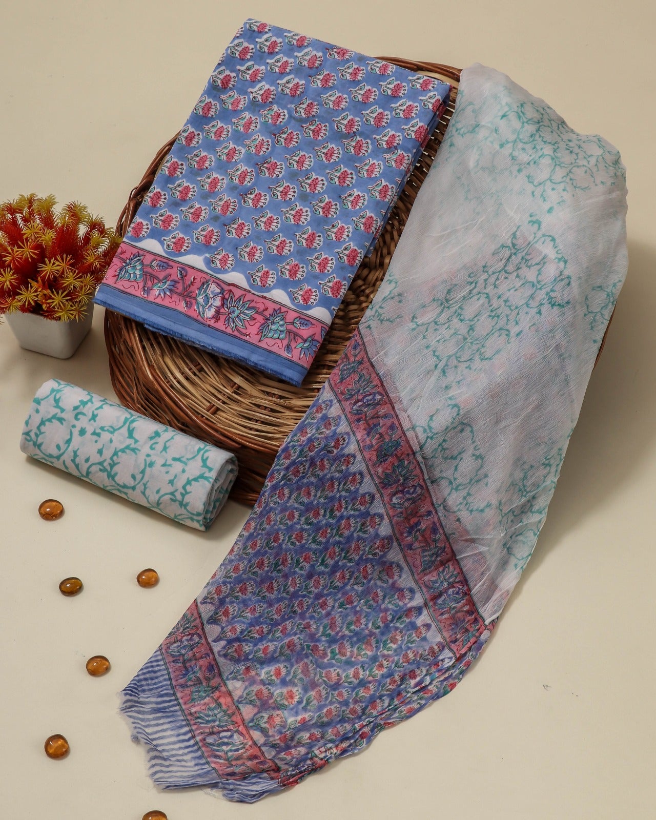 Shop chiffon dupatta cotton suits online shopping (RCHF07)