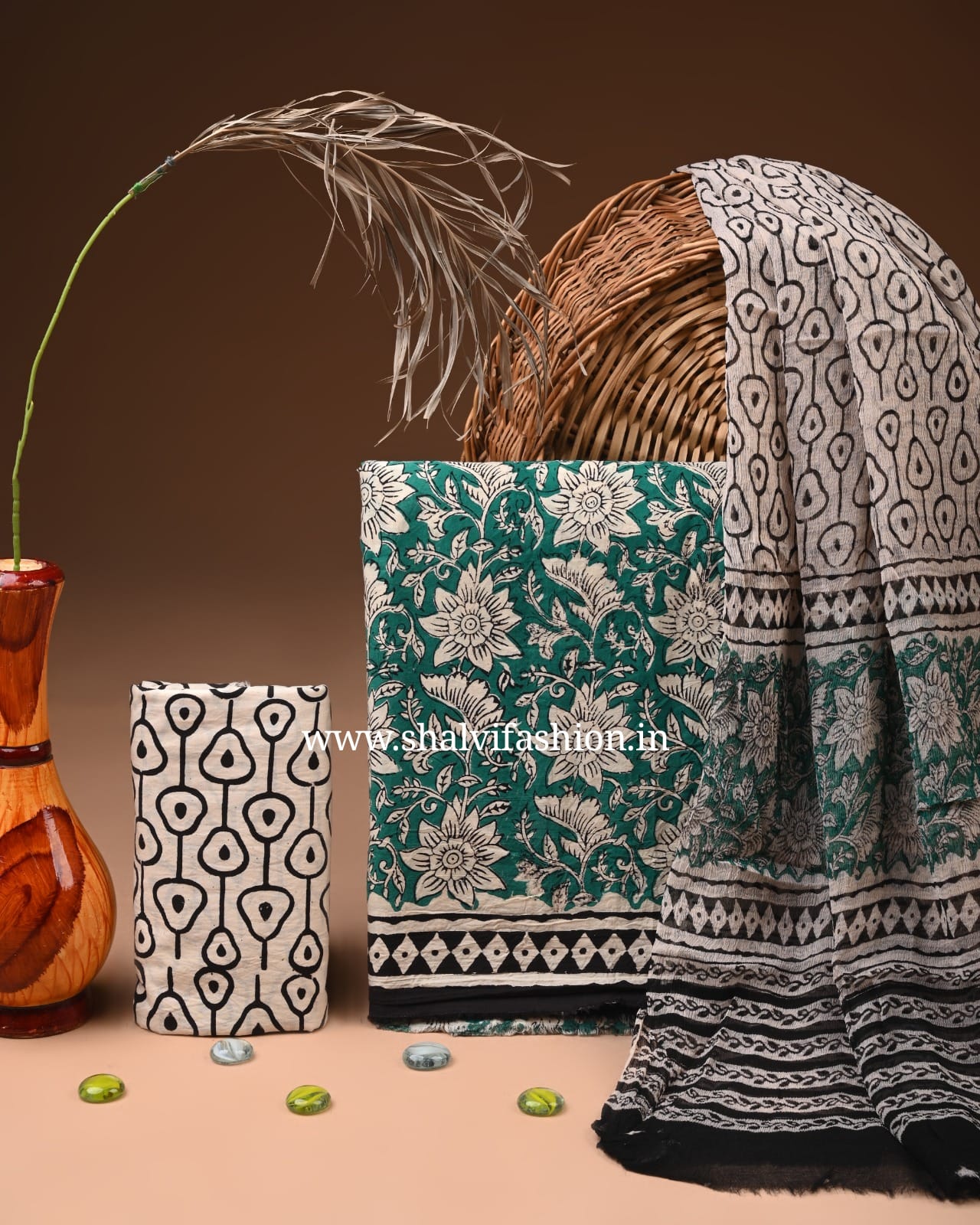 Shop unstitched bagru print cotton suits online (RCHF41)