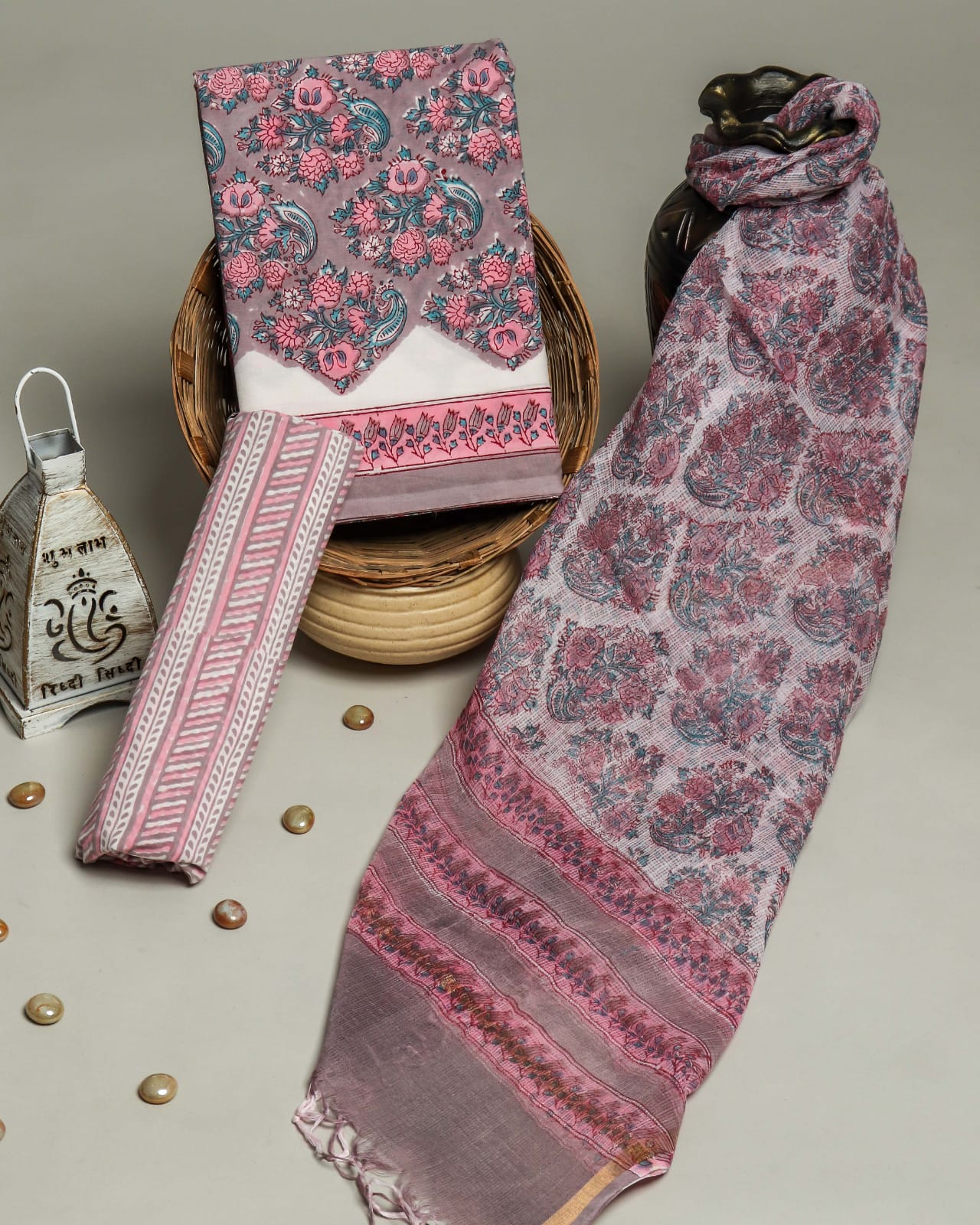 Shop unstitched cotton suits with kota dupatta (RKD08)