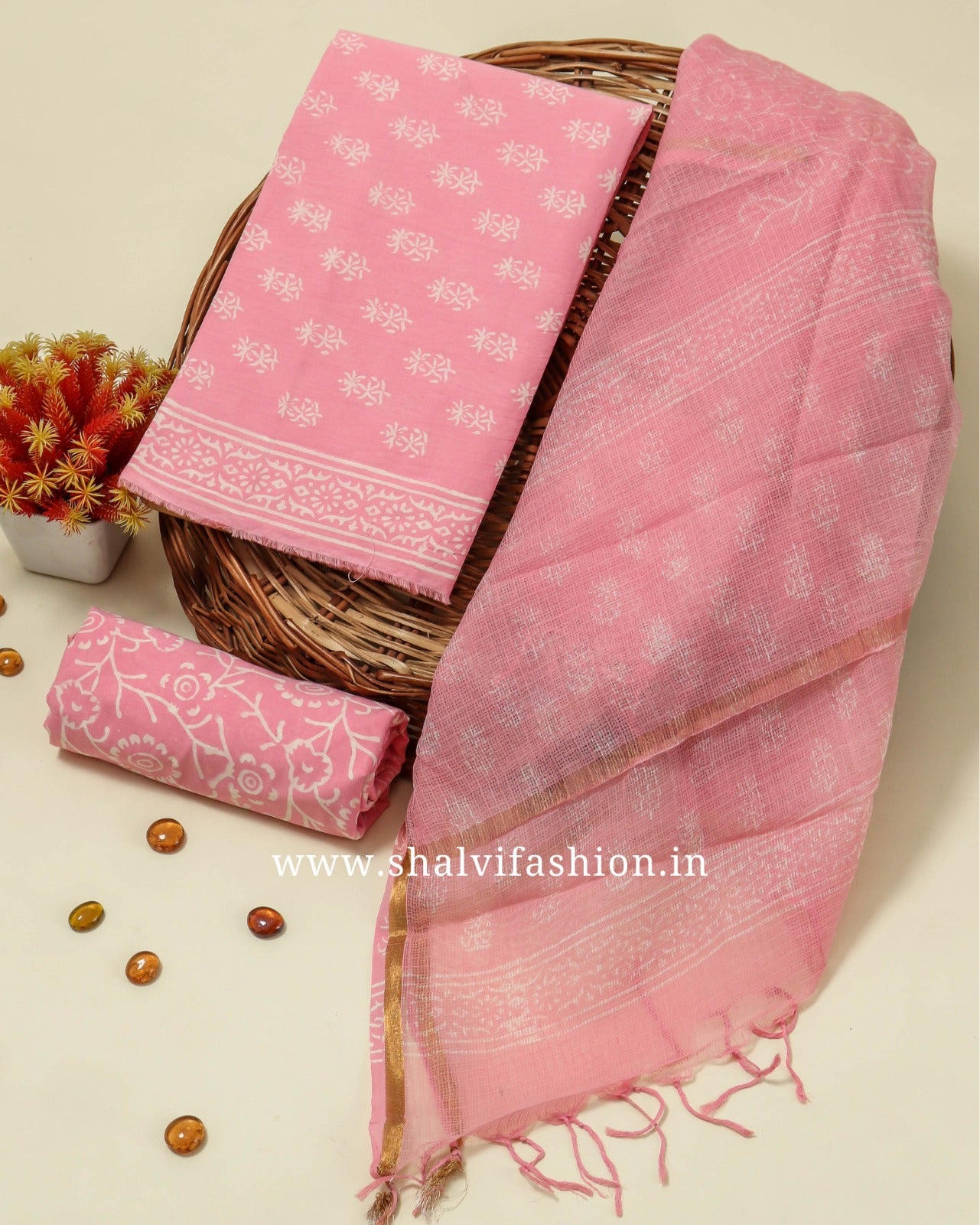 Shop unstitched cotton suits with kota dupatta (RKD145)