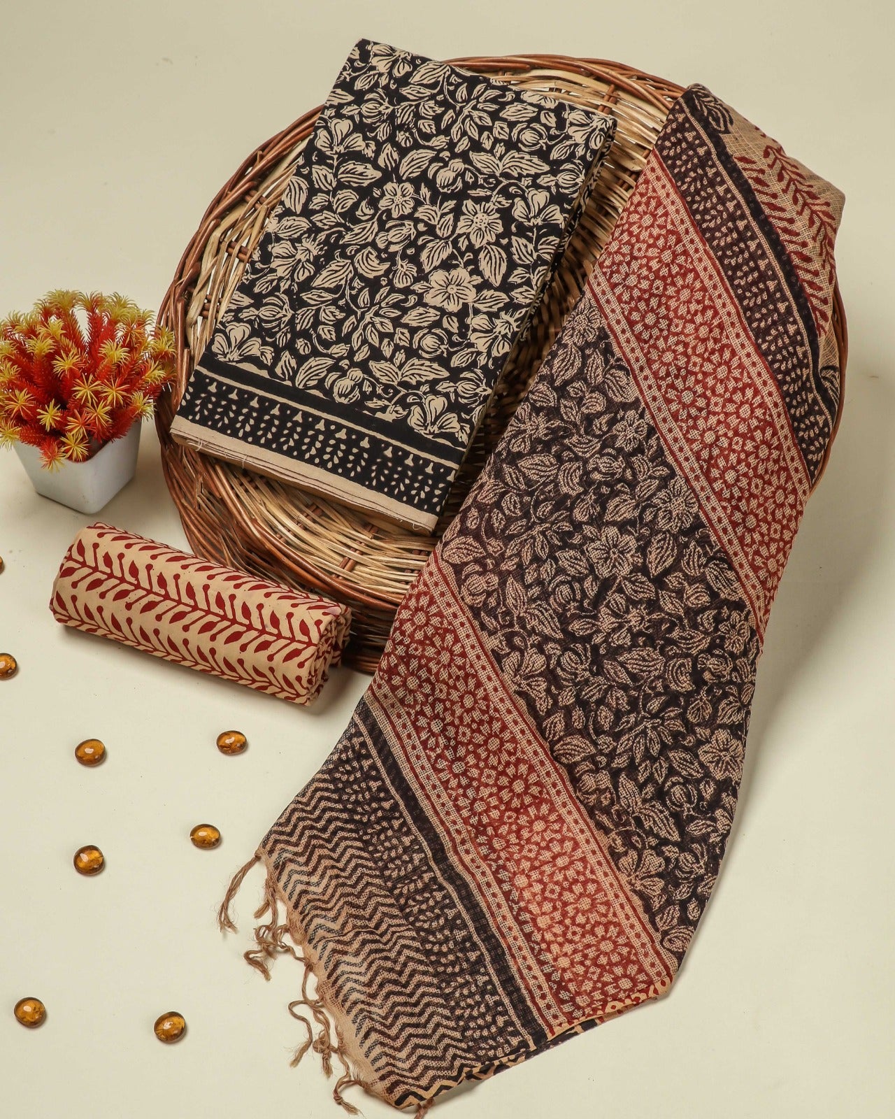 Shop bagru print kota dupatta cotton suits (RKD16)