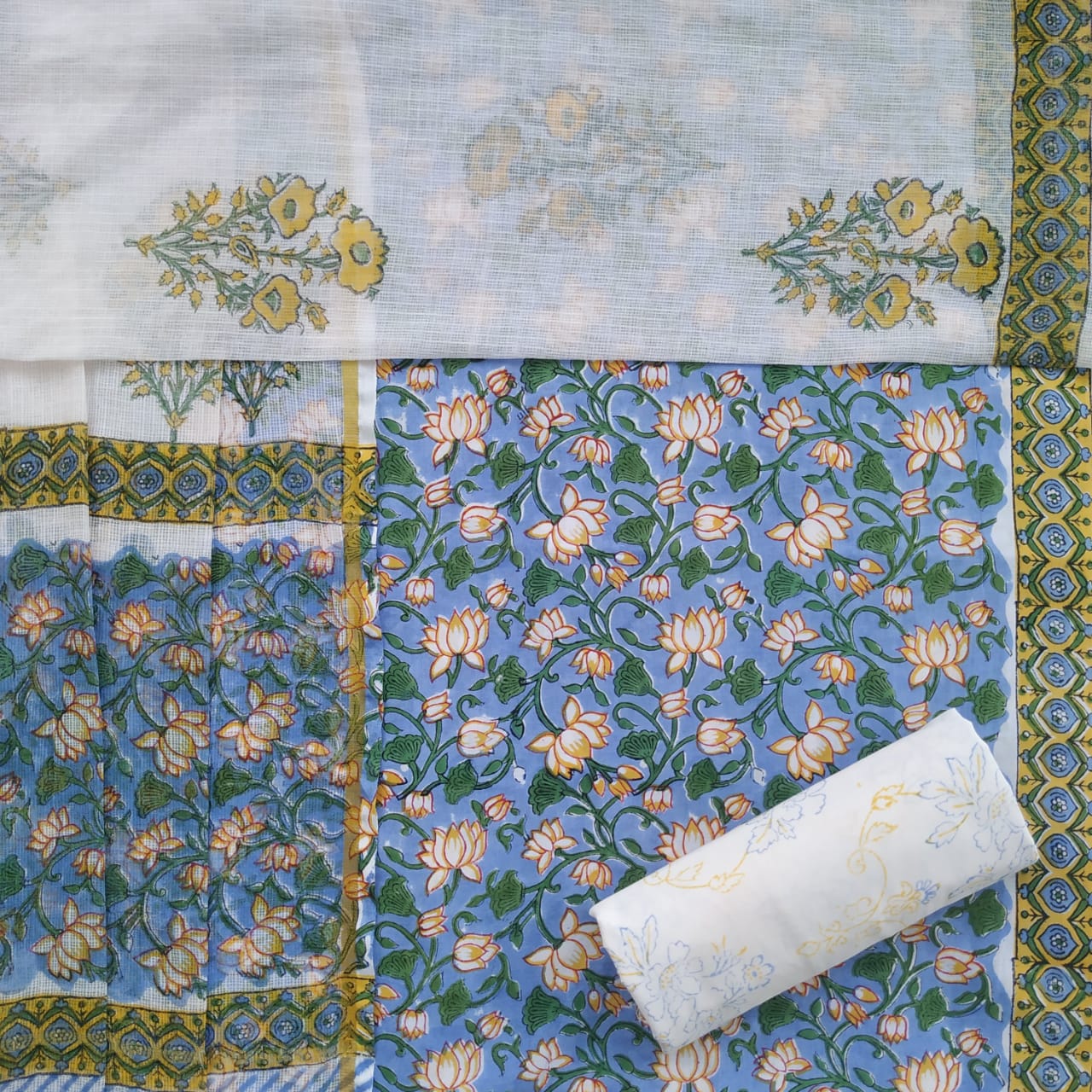 Shop jaipuri print cotton suits with kota doria dupatta (RKD46)