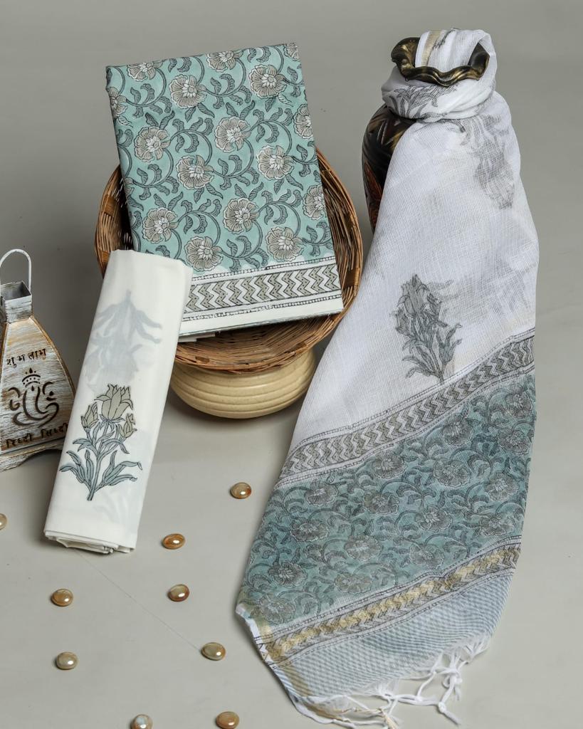 Shop unstitched kota dupatta cotton suits in jaipur (RKD55)