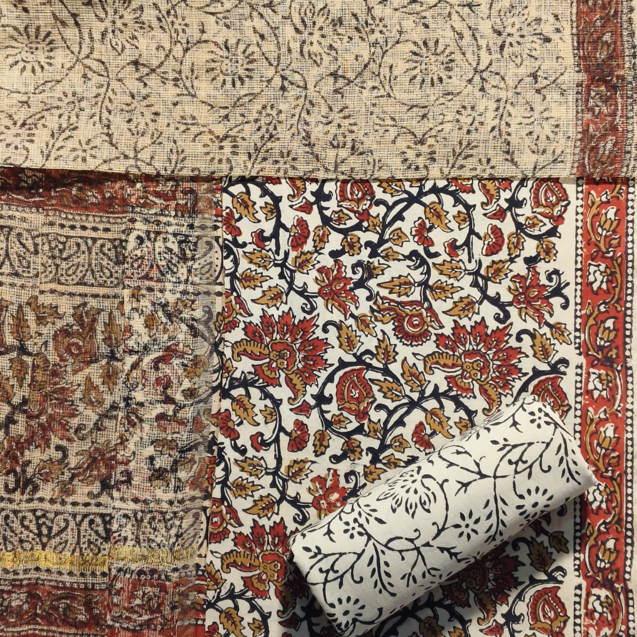 Shop unstitched block print cotton suits with kota dupatta (RKD91)