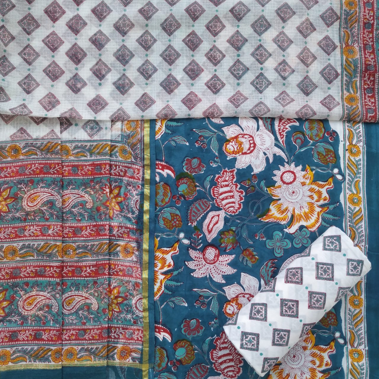 Shop hand block printed cotton suits online shopping (RKD93)