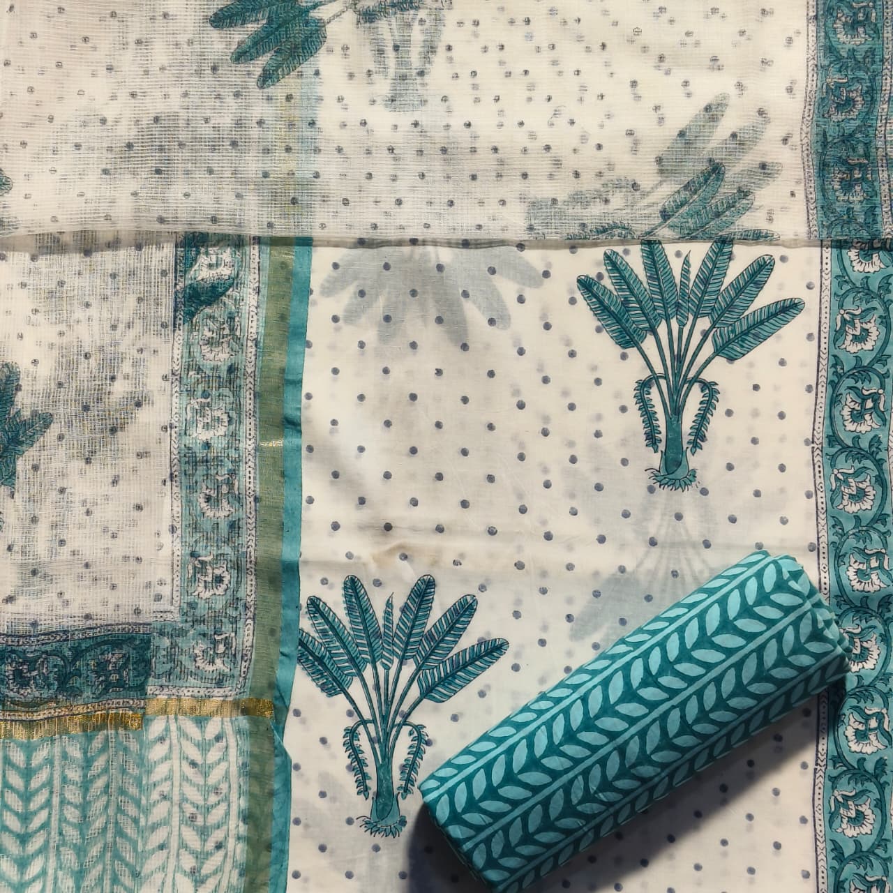 Shop hand block print cotton suits with kota dupatta (RKD96)