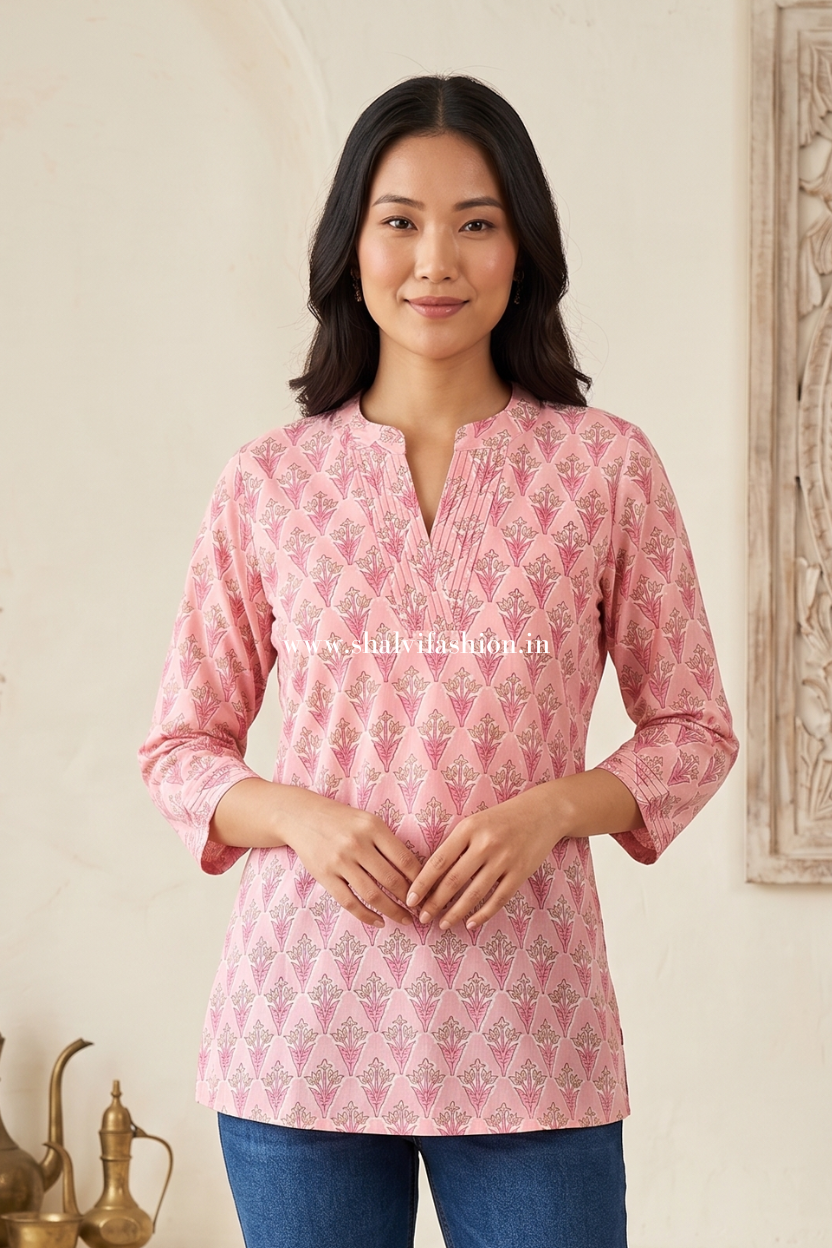 Shop block printed cotton tops (TOP31)