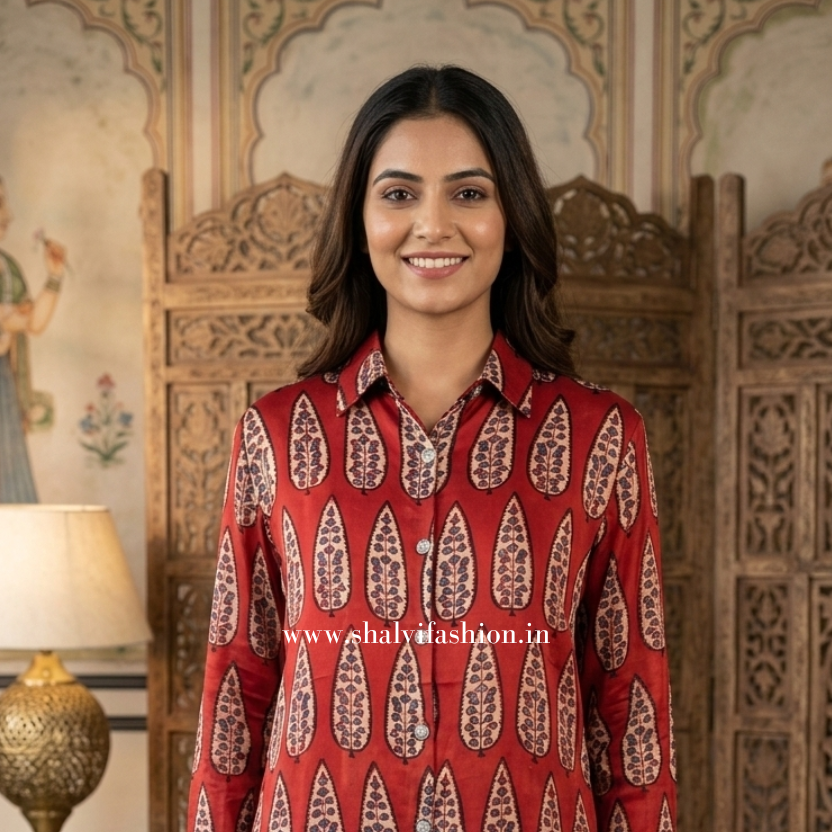 Shop ajrak print modal silk tops online (TOP65)