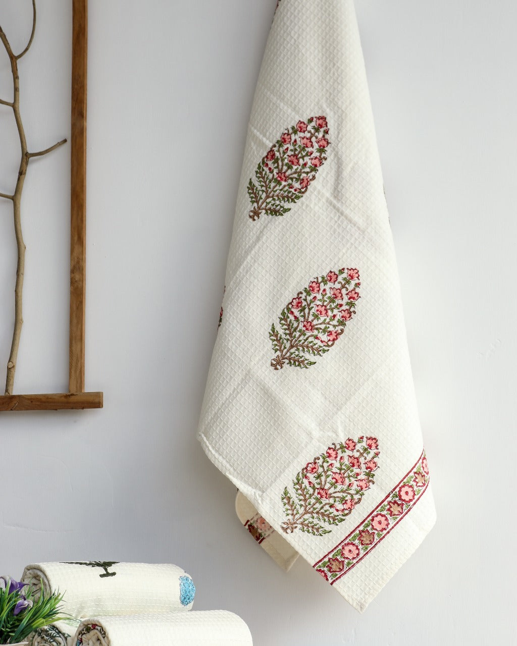 Shop hand block print waffle cotton towels (TWL11)