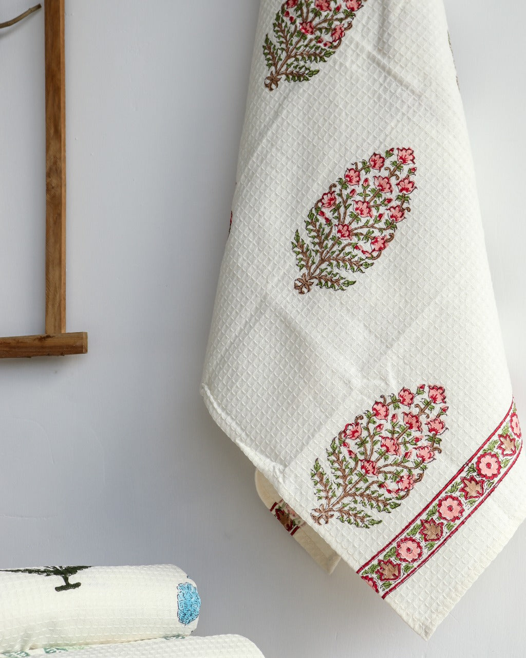 Shop hand block print waffle cotton towels (TWL11)