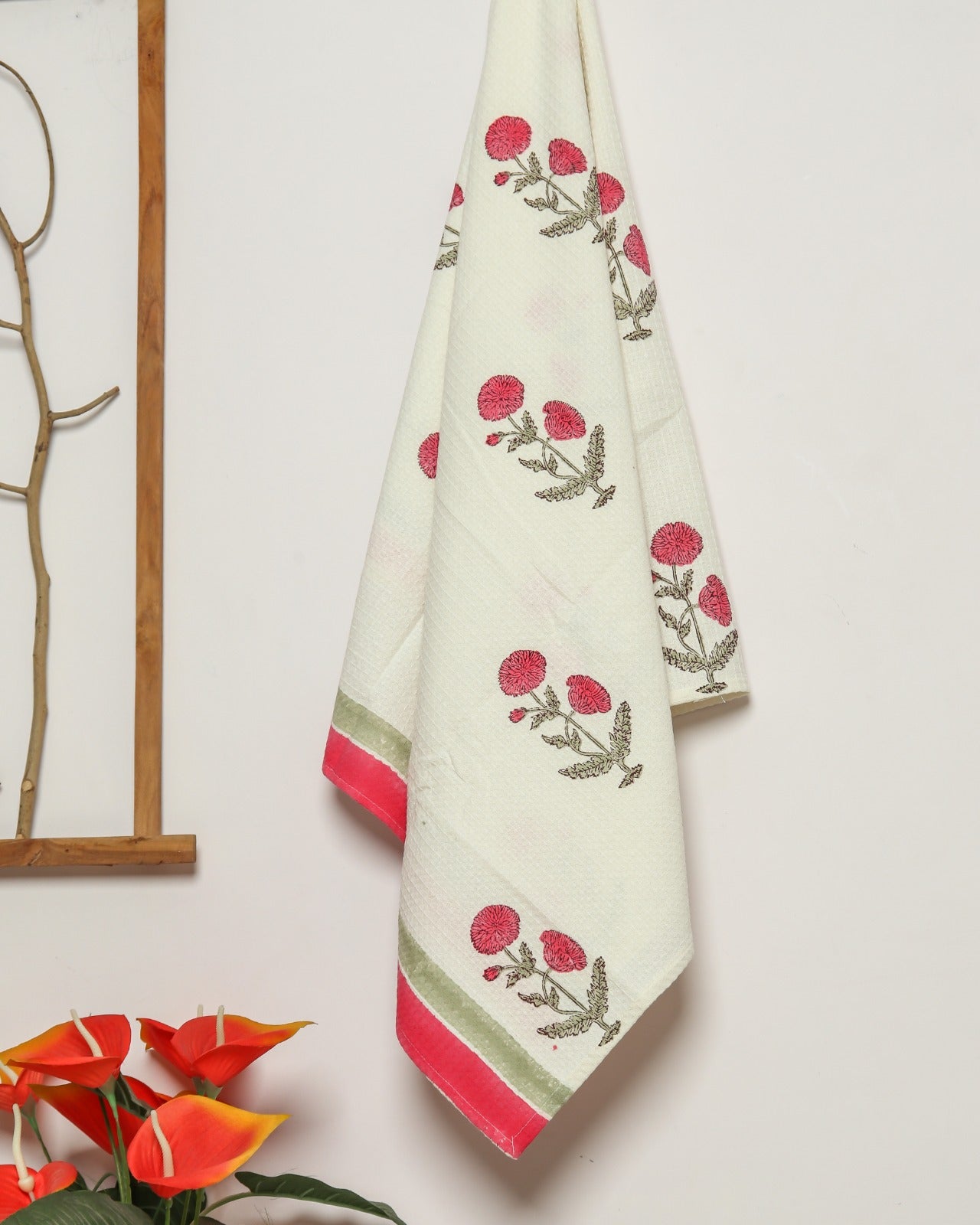 Shop hand block print waffle cotton towels online (TWL18)