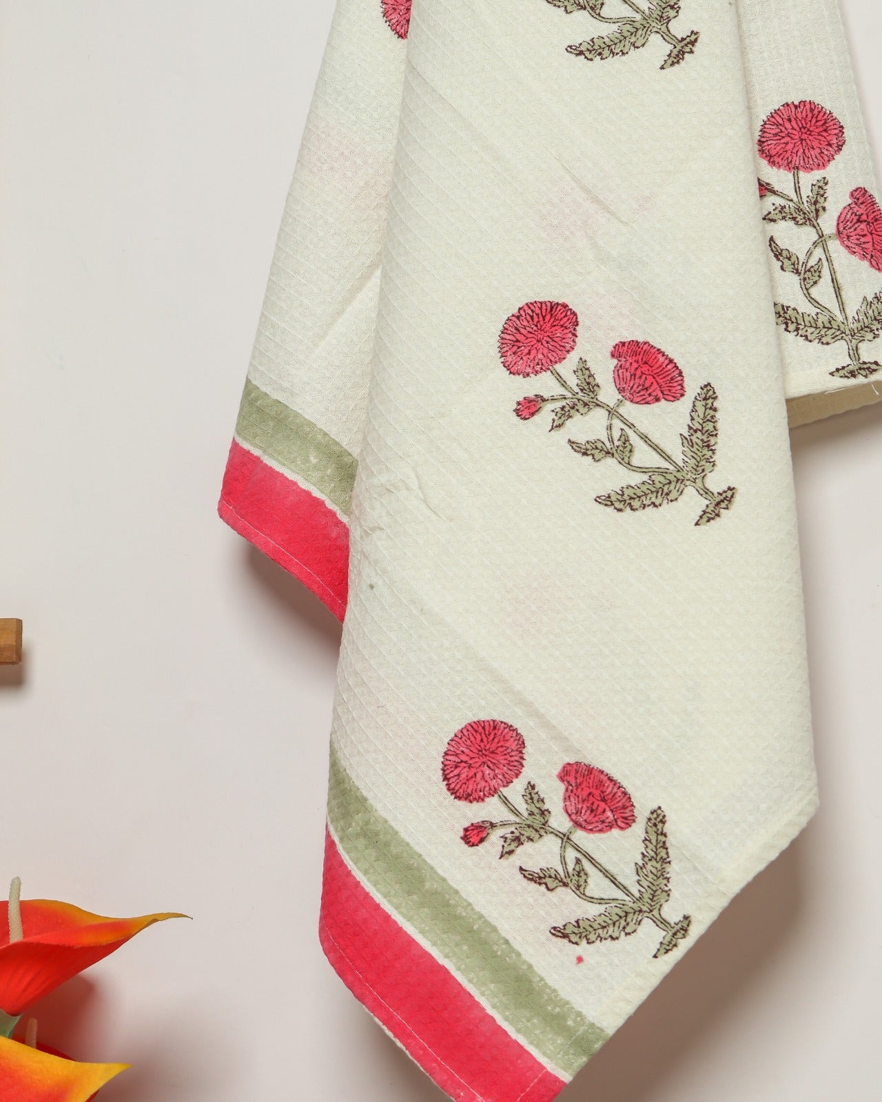 Shop hand block print waffle cotton towels online (TWL18)