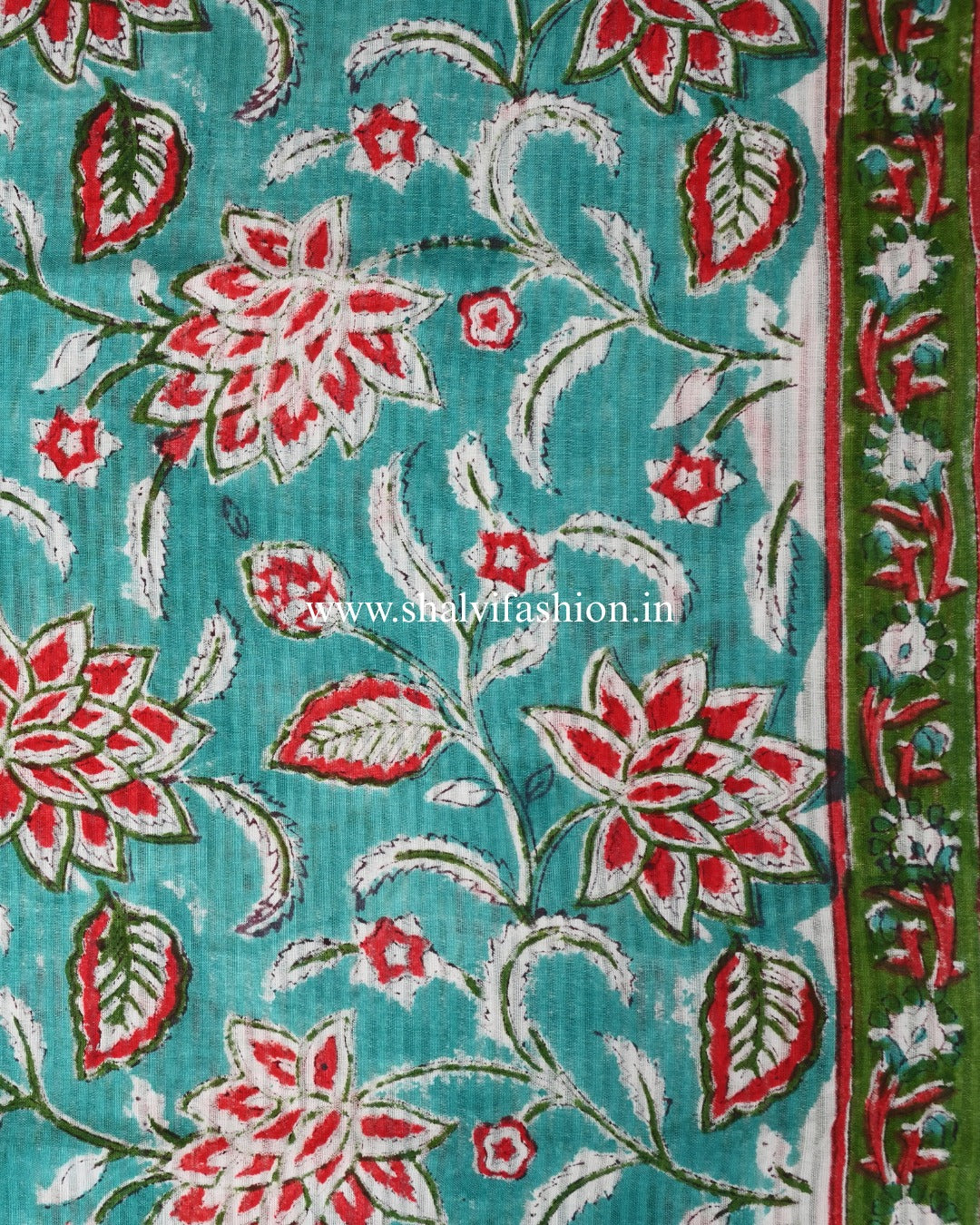 Shop jaipuri print cotton suits with chiffon dupatta (PCHF651)