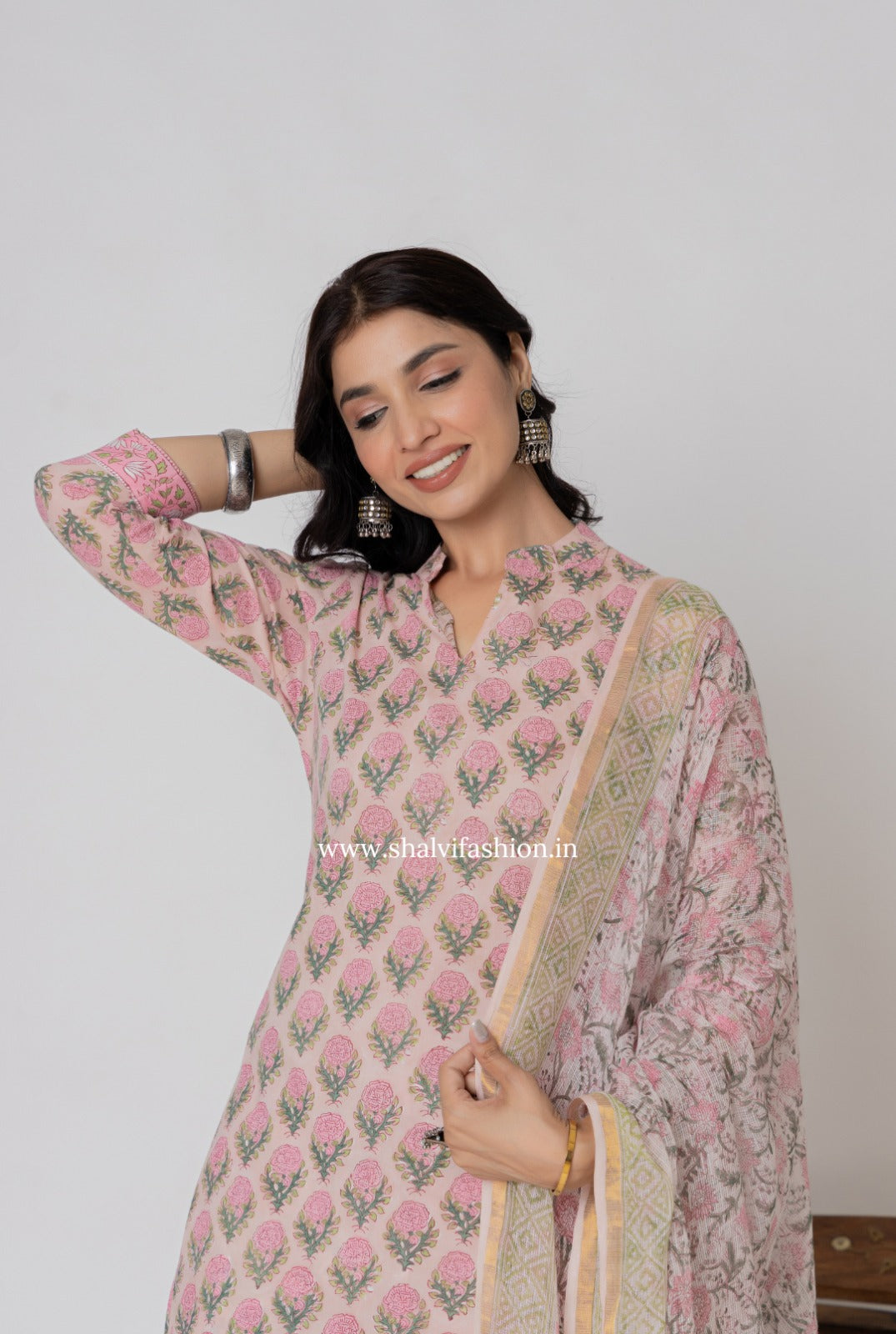 Shop jaipuri printed cotton suits with kota doria dupatta (CSS286)