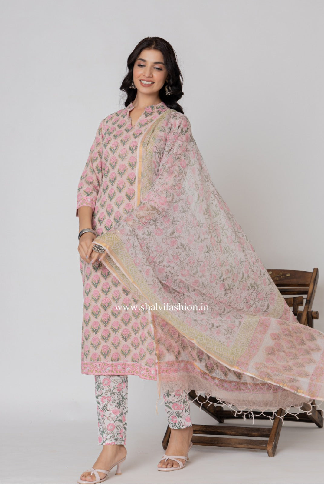 Shop jaipuri printed cotton suits with kota doria dupatta (CSS286)