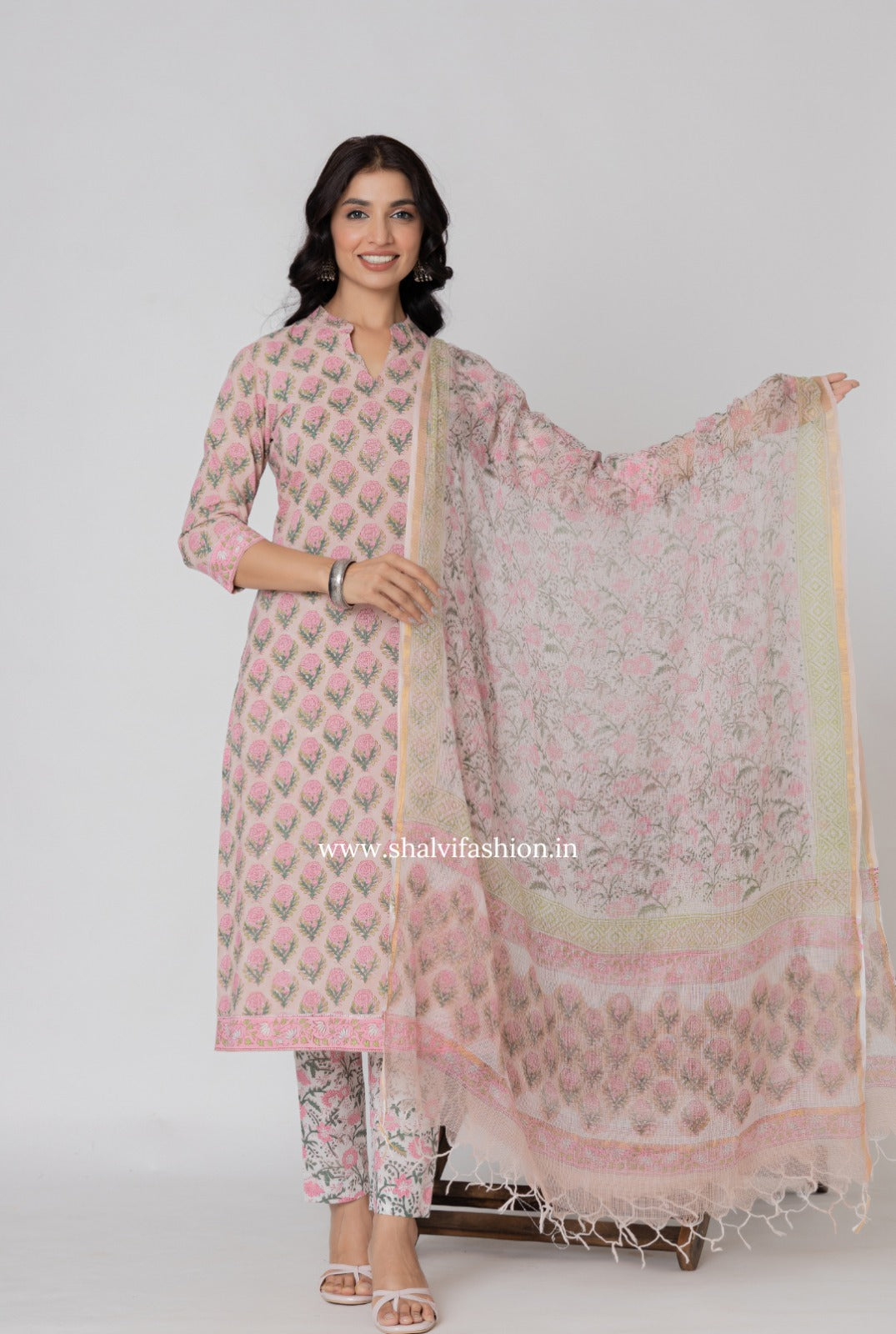 Shop jaipuri printed cotton suits with kota doria dupatta (CSS286)