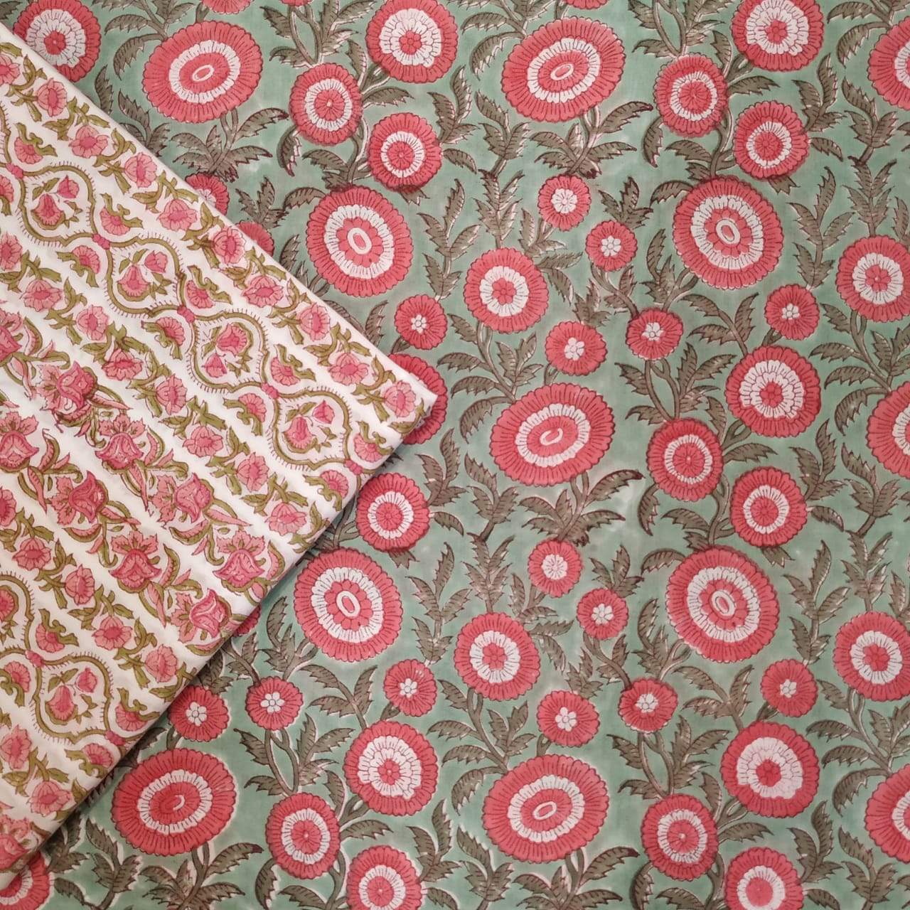 Flower Print Pure Cotton Running Fabric (2PBP35) - ShalviFashion