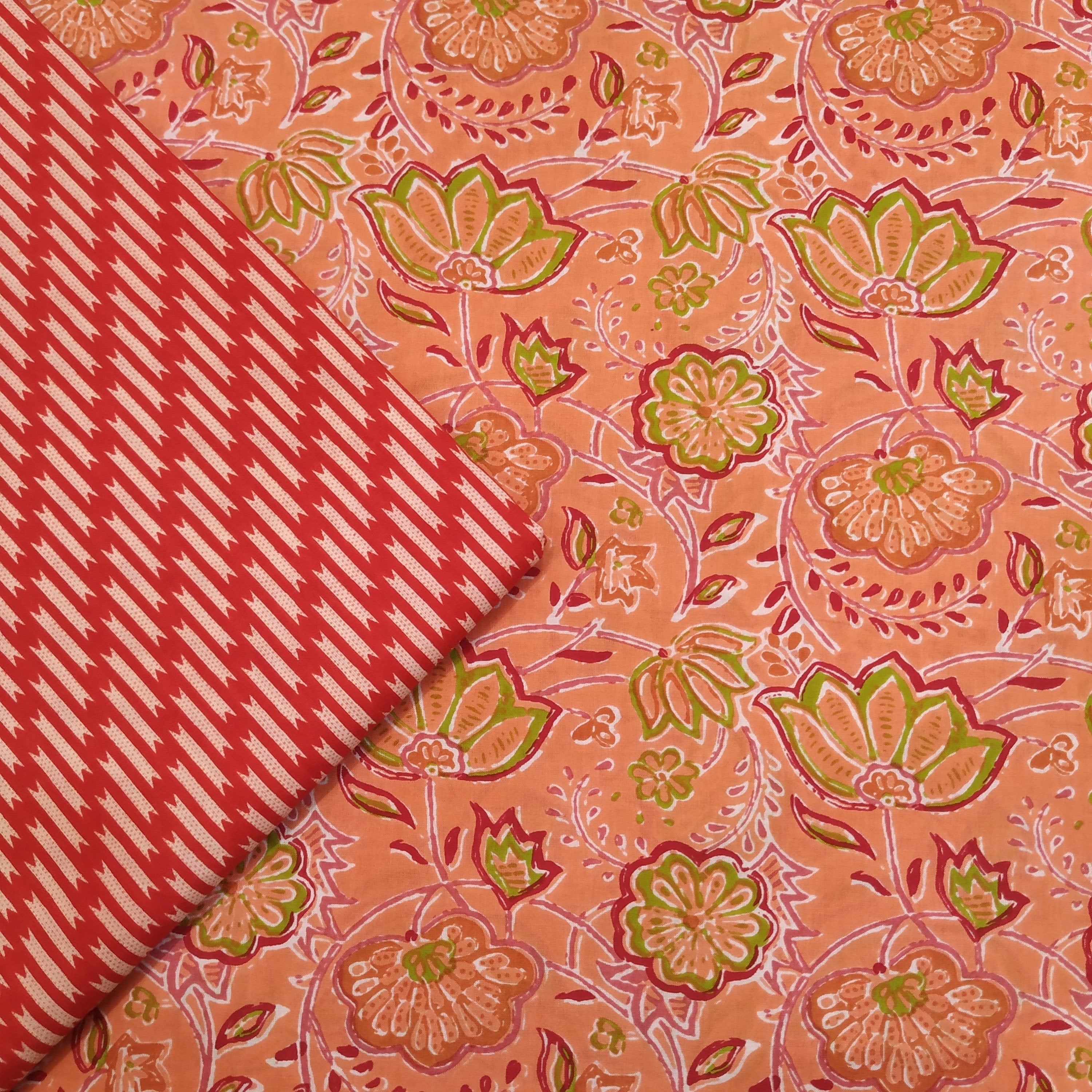 Hand Block Printed Fabric (2PBP31) - ShalviFashion