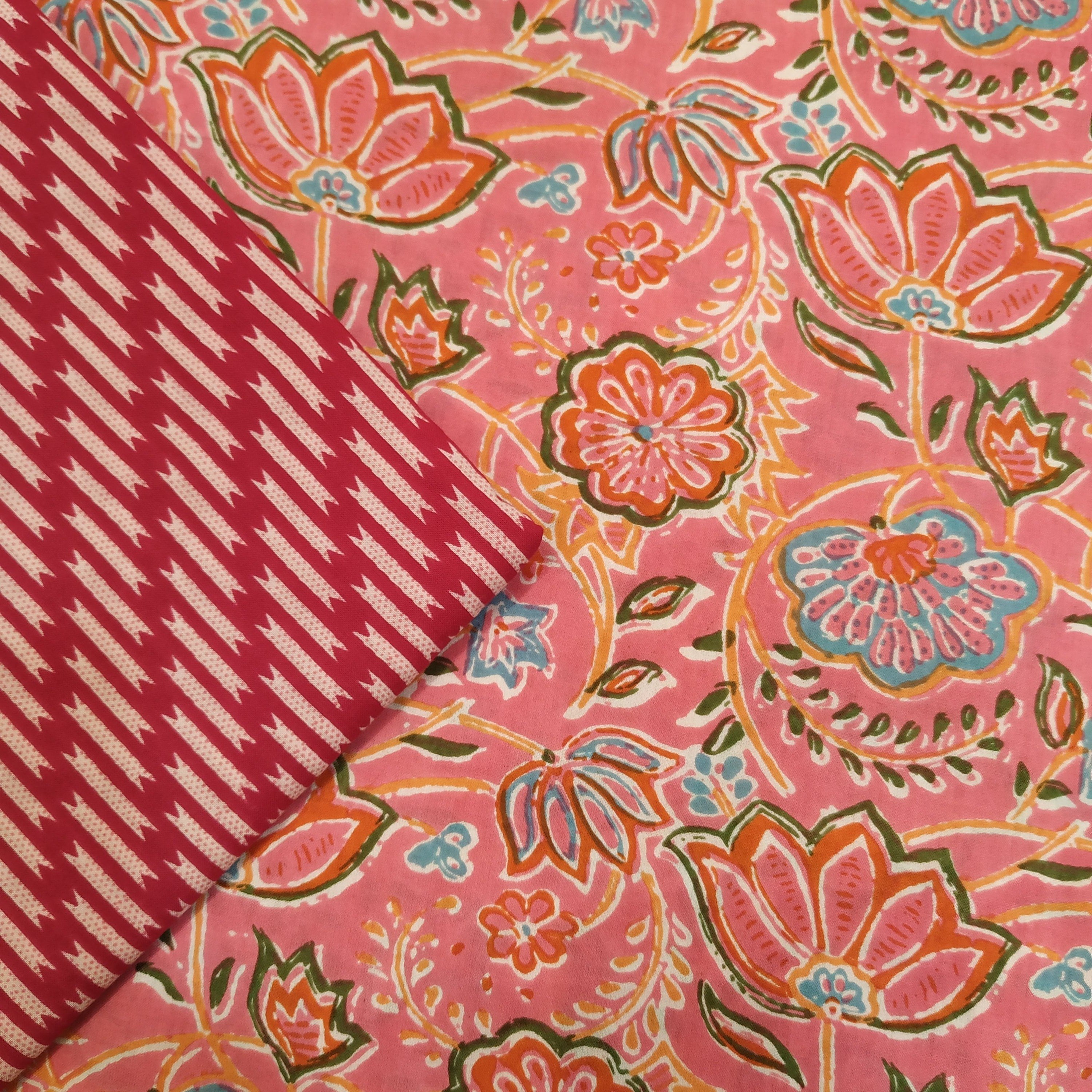 Hand Block Printed Fabric (2PBP32) - ShalviFashion