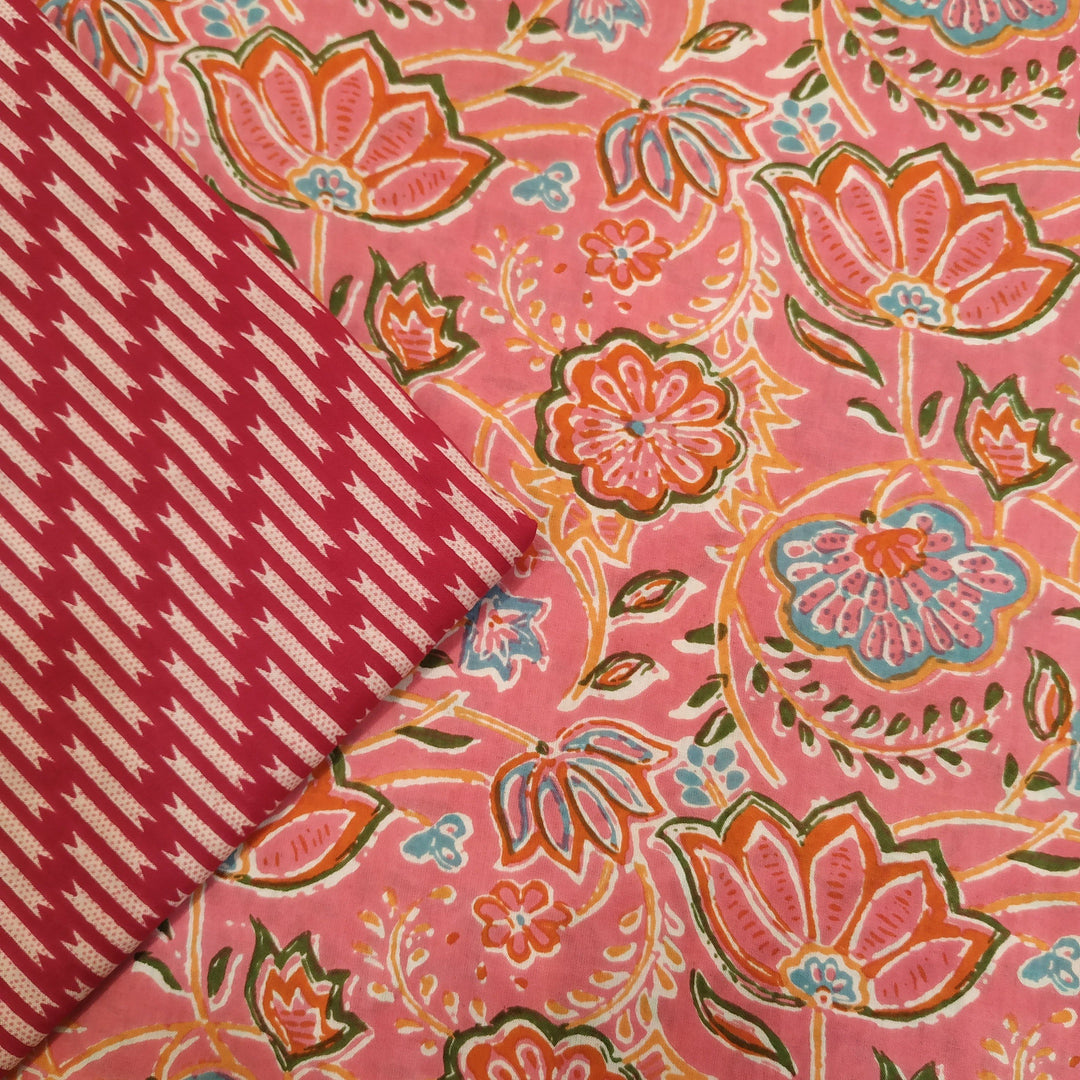 Hand Block Printed Fabric (2PBP32) - ShalviFashion