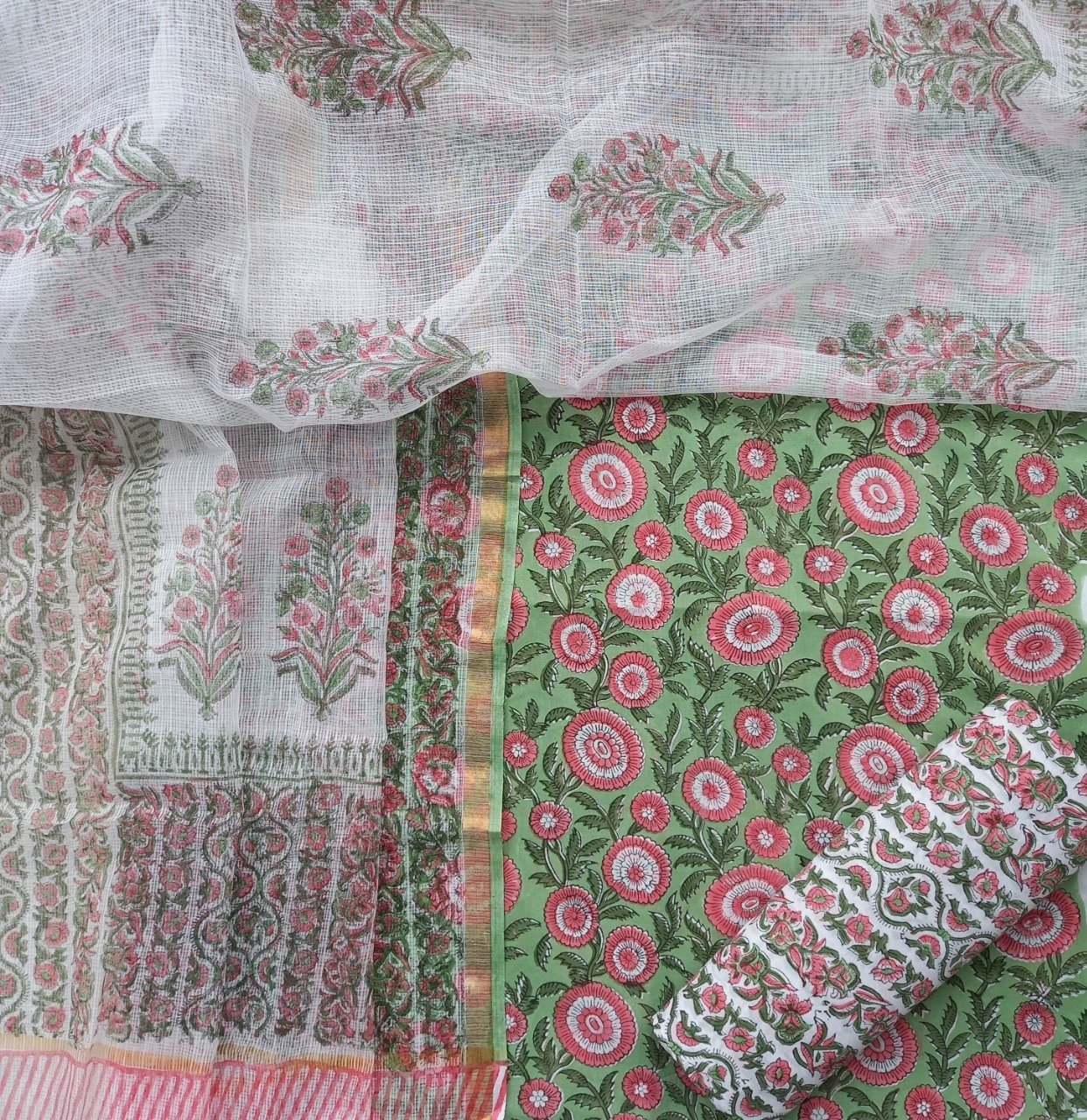 Premimum designer Kota Doria Dupatta Premium Cotton Suits (3CKD113)