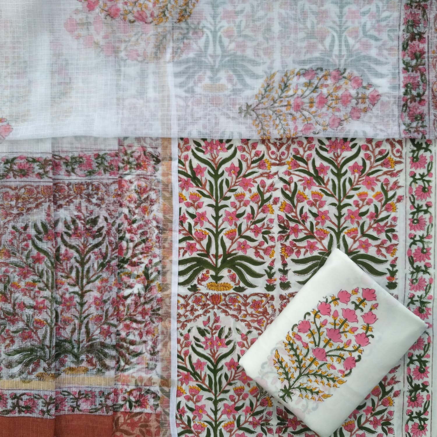 Designer Kota Doria Dupatta Premium Cotton Suits (3CKD116) - ShalviFashion