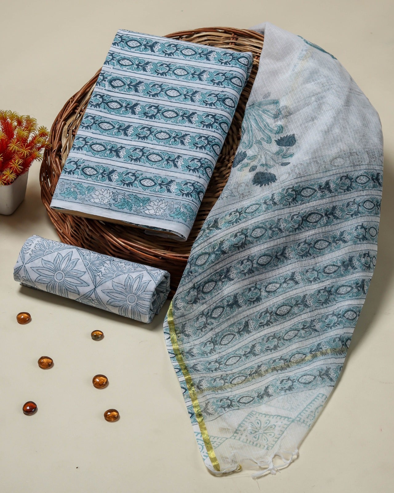 Shop jaipuri print cotton suits with kota dupatta (3CKD11)