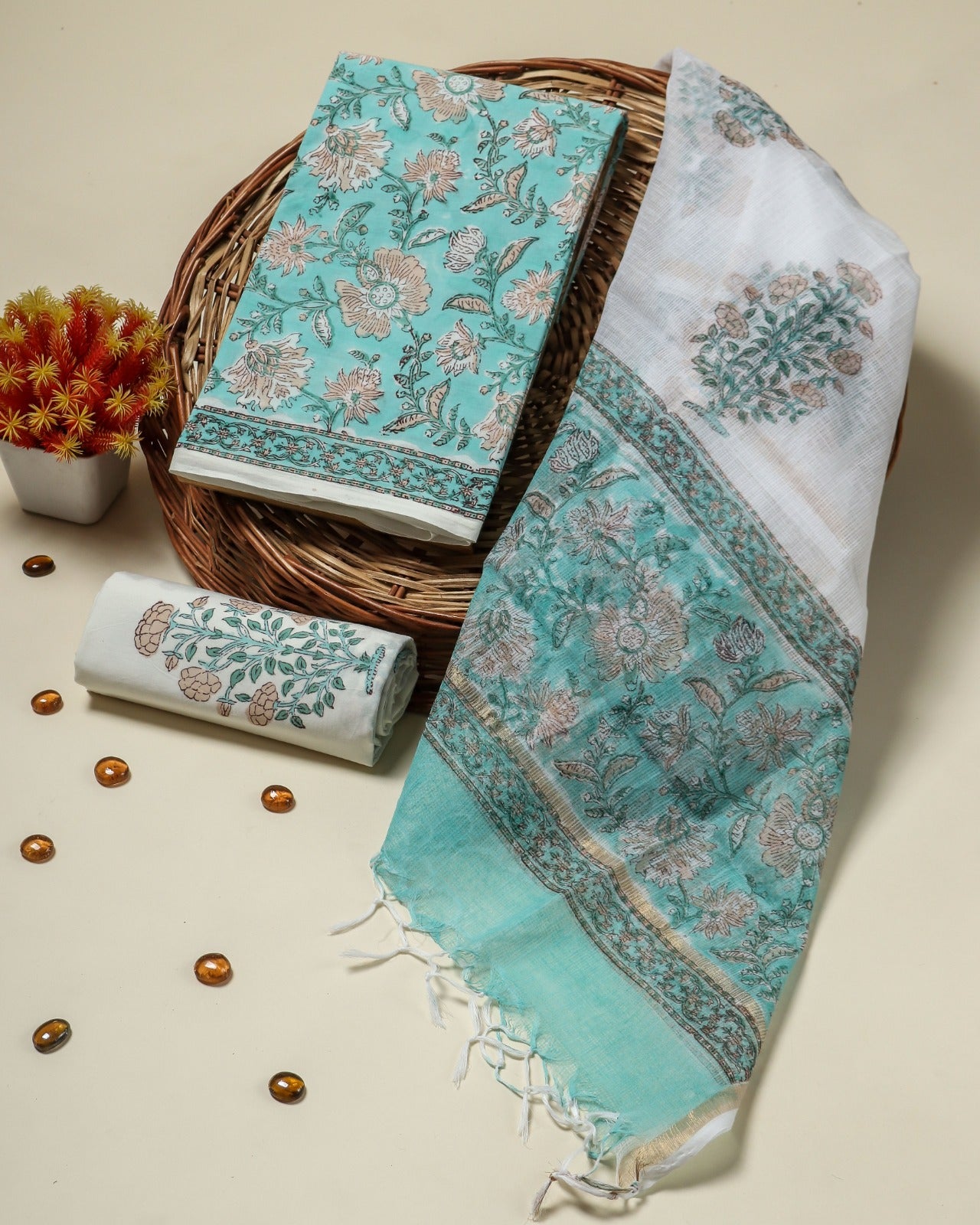 Shalvi Fashion's Classic Kota Doria Dupatta Cotton suit sets (3CKD14) - ShalviFashion