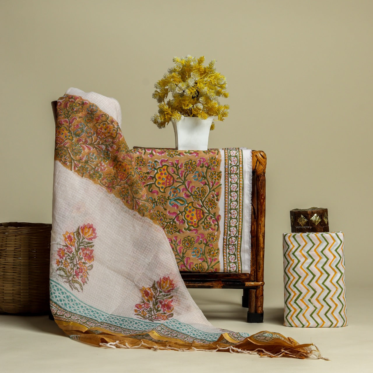 Trendy Pure Cotton Suit with Kota Doria Dupatta (3CKD141) - ShalviFashion