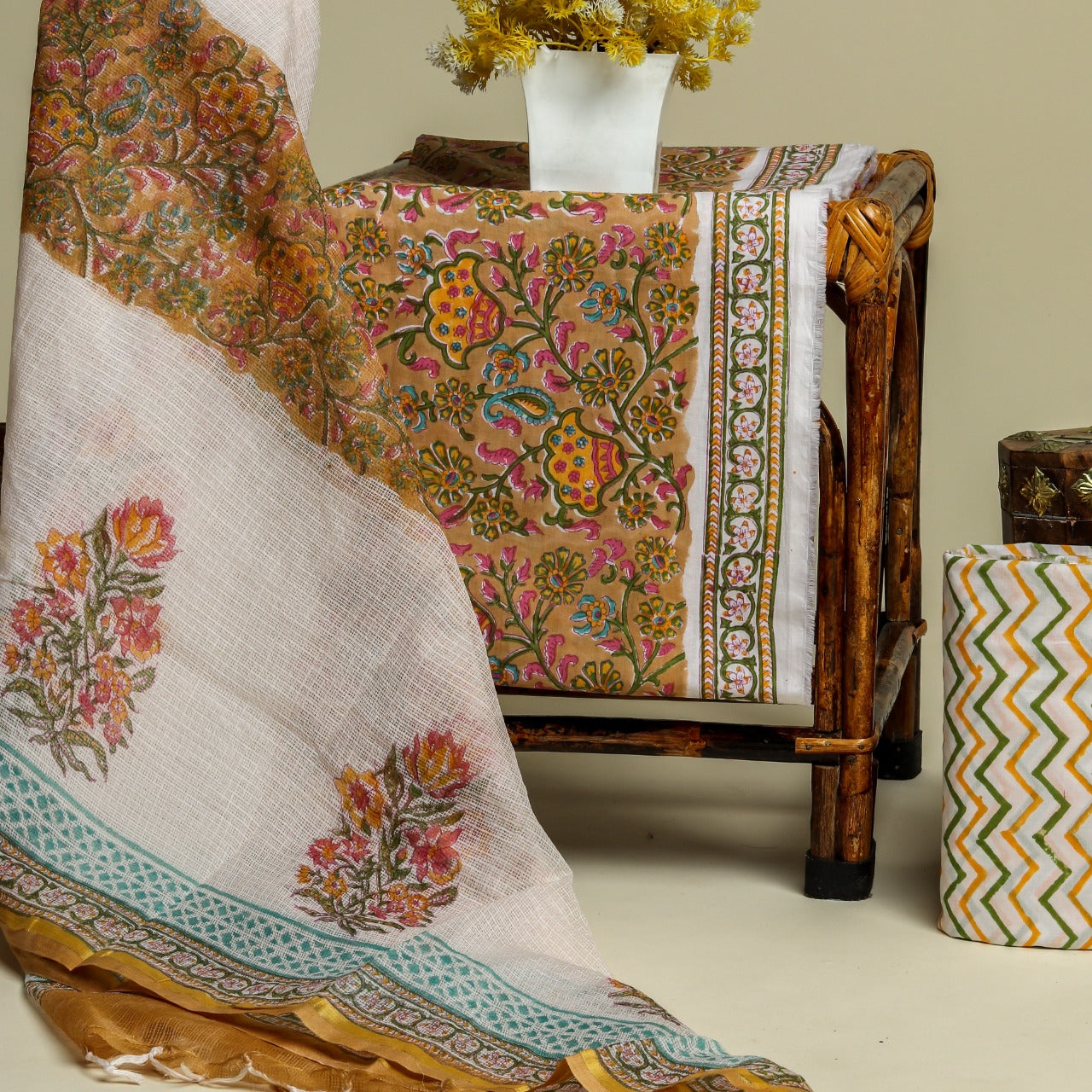 Trendy Pure Cotton Suit with Kota Doria Dupatta (3CKD141) - ShalviFashion